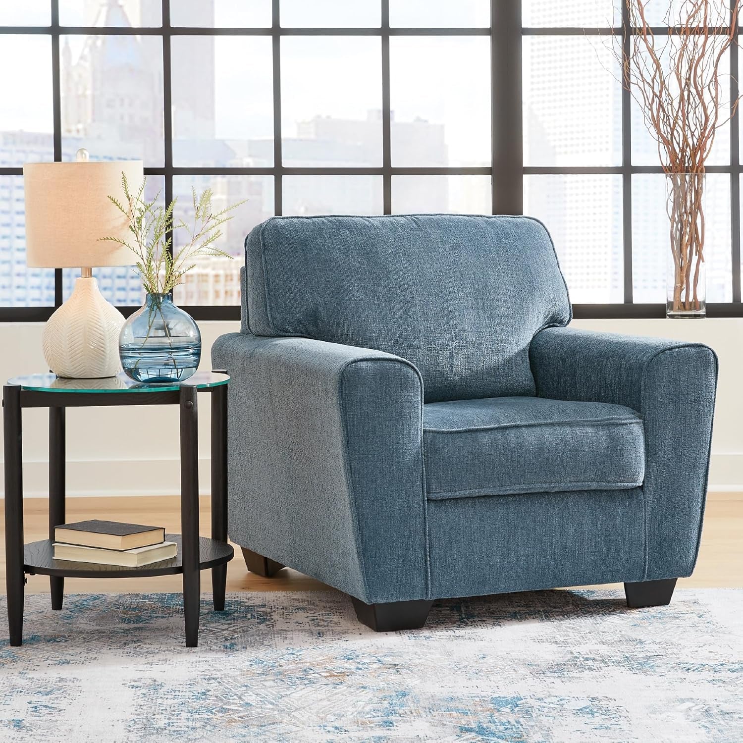 Cashton Modern Upholstered Accent Chair Blue Living Room-1