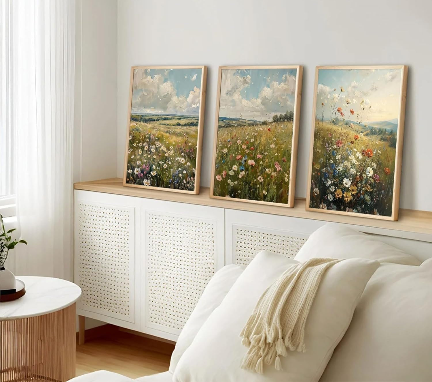 Vintage Wild flowers Triptych Poster Wall Art 12X16-2