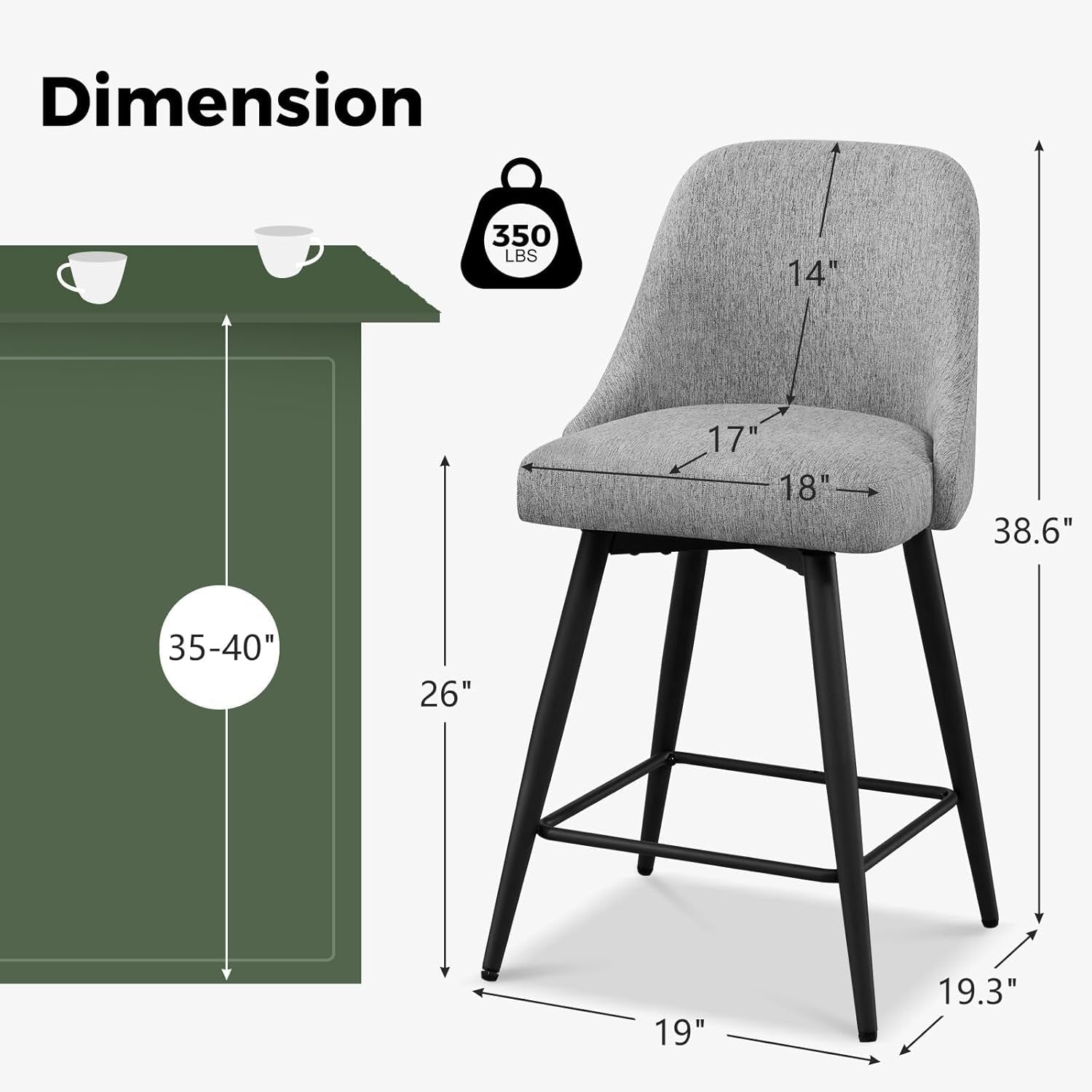 Comfortable Swivel Bar Stools Set for Kitchen Counter-1