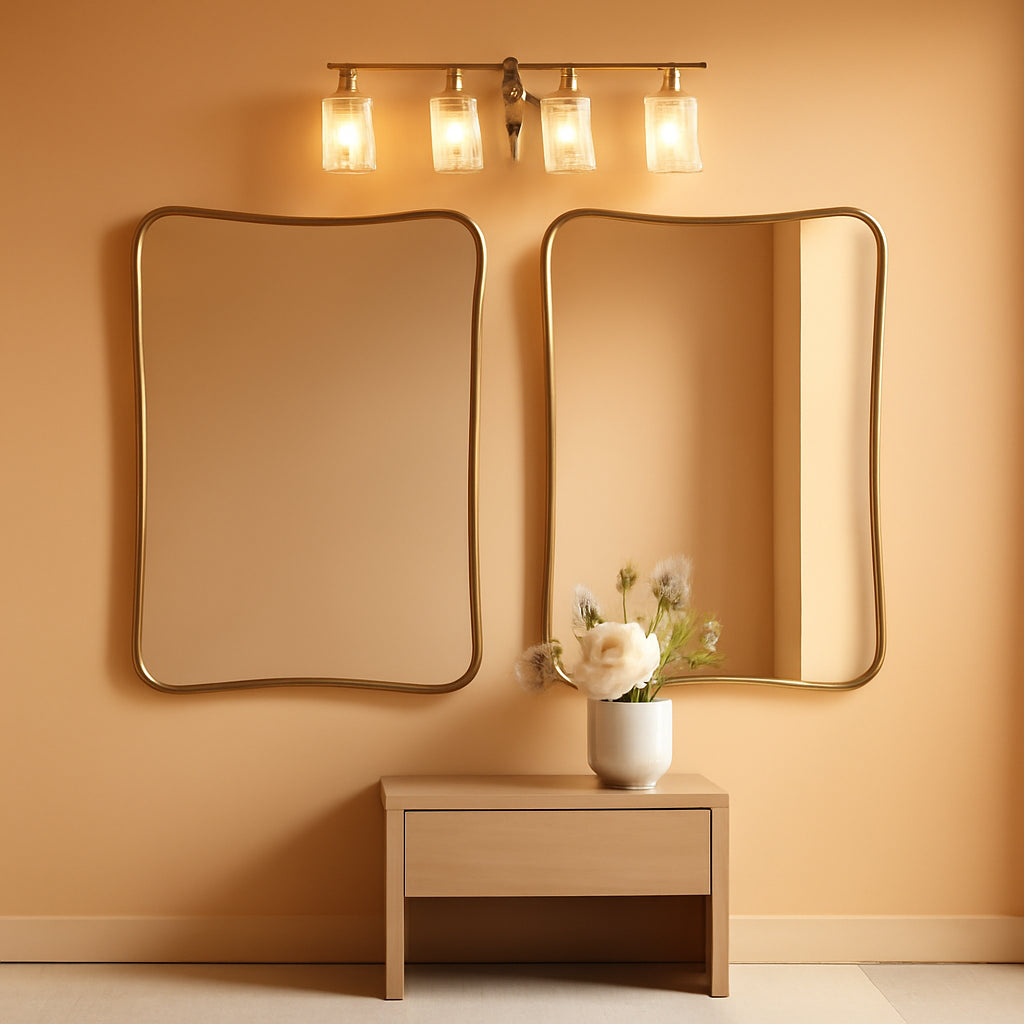Gold 24x36 Irregular Wall Mirror With Scalloped Edges-0