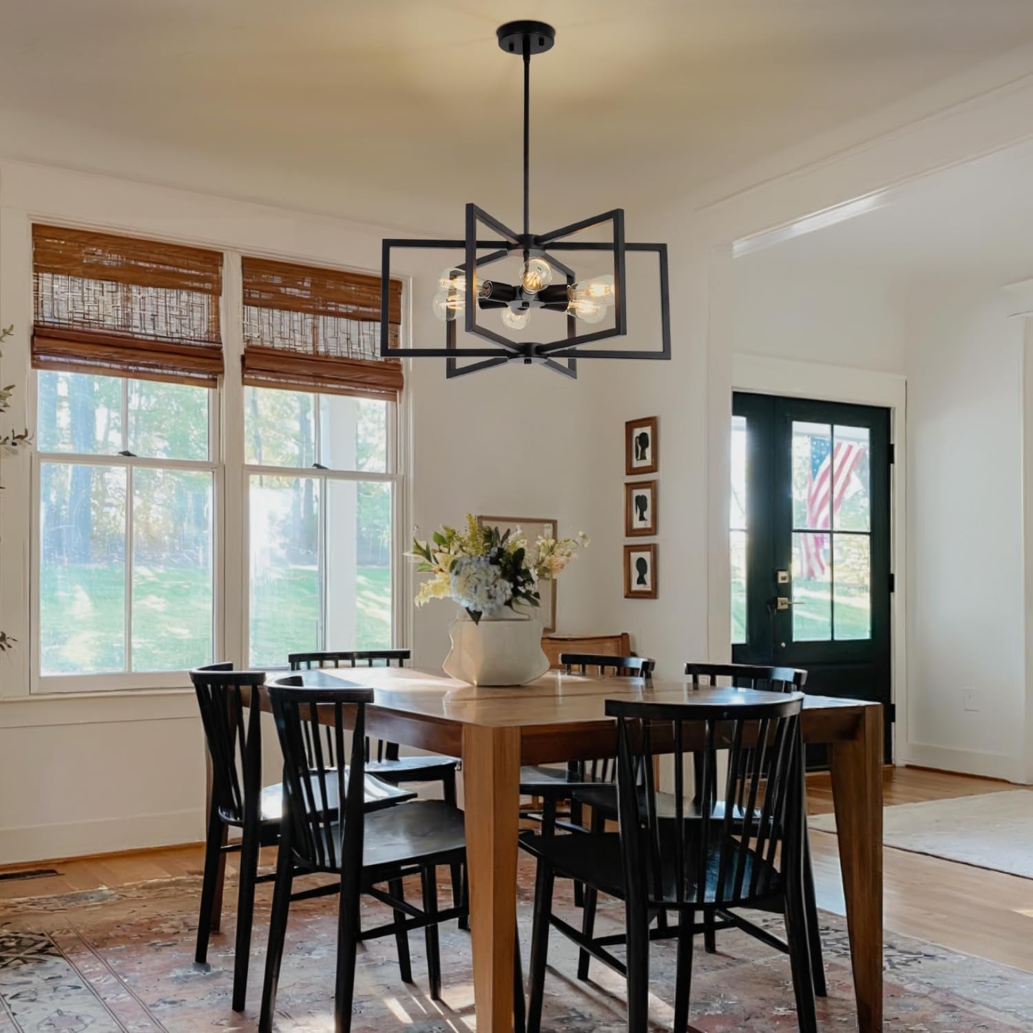 Black 23 Inch Farmhouse Chandelier For Dining Room-3
