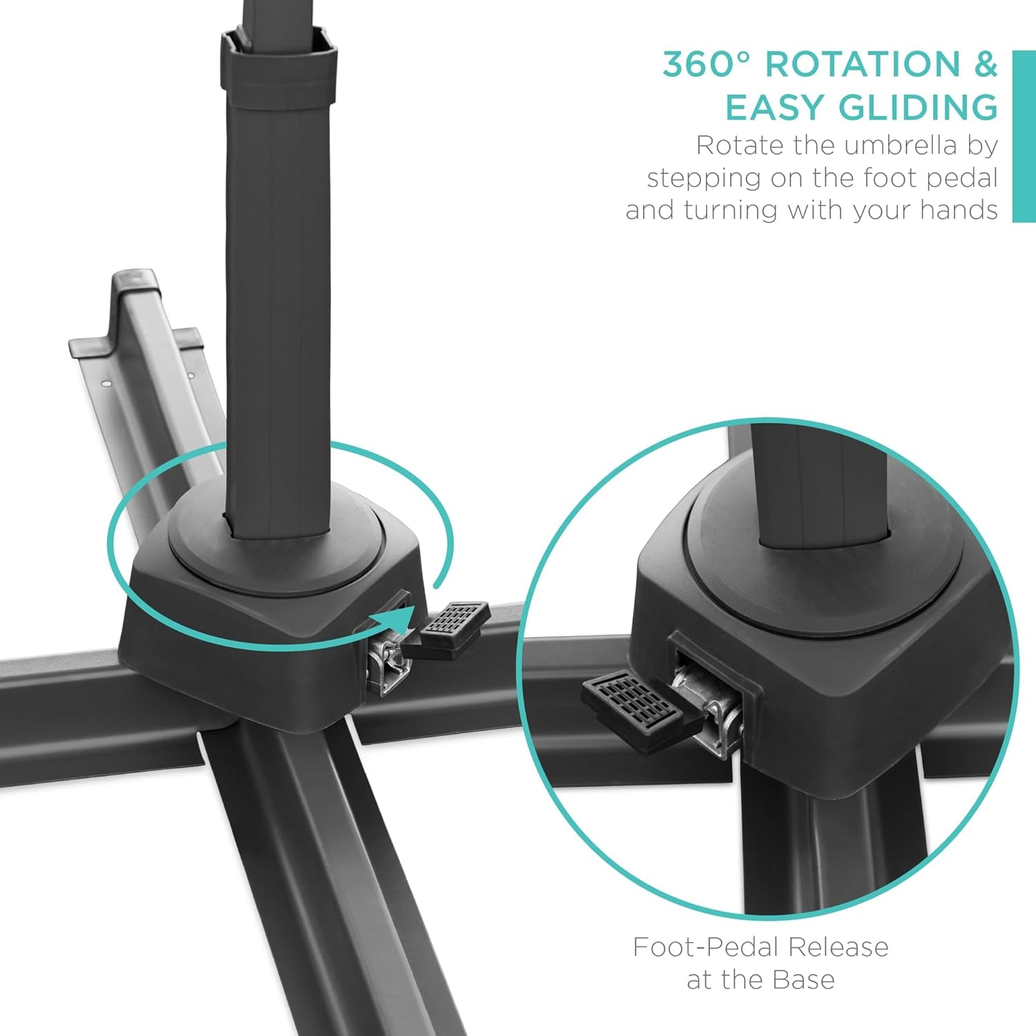 10 Ft Solar LED Cantilever Patio Umbrella With 360 Degree Rotation And Easy Tilt Offset Hanging Design Cross Base-1