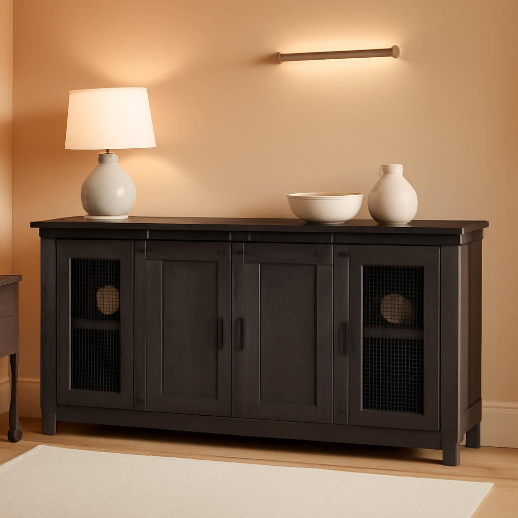 Sierra 65" Solid Wood TV Stand, Grey-0