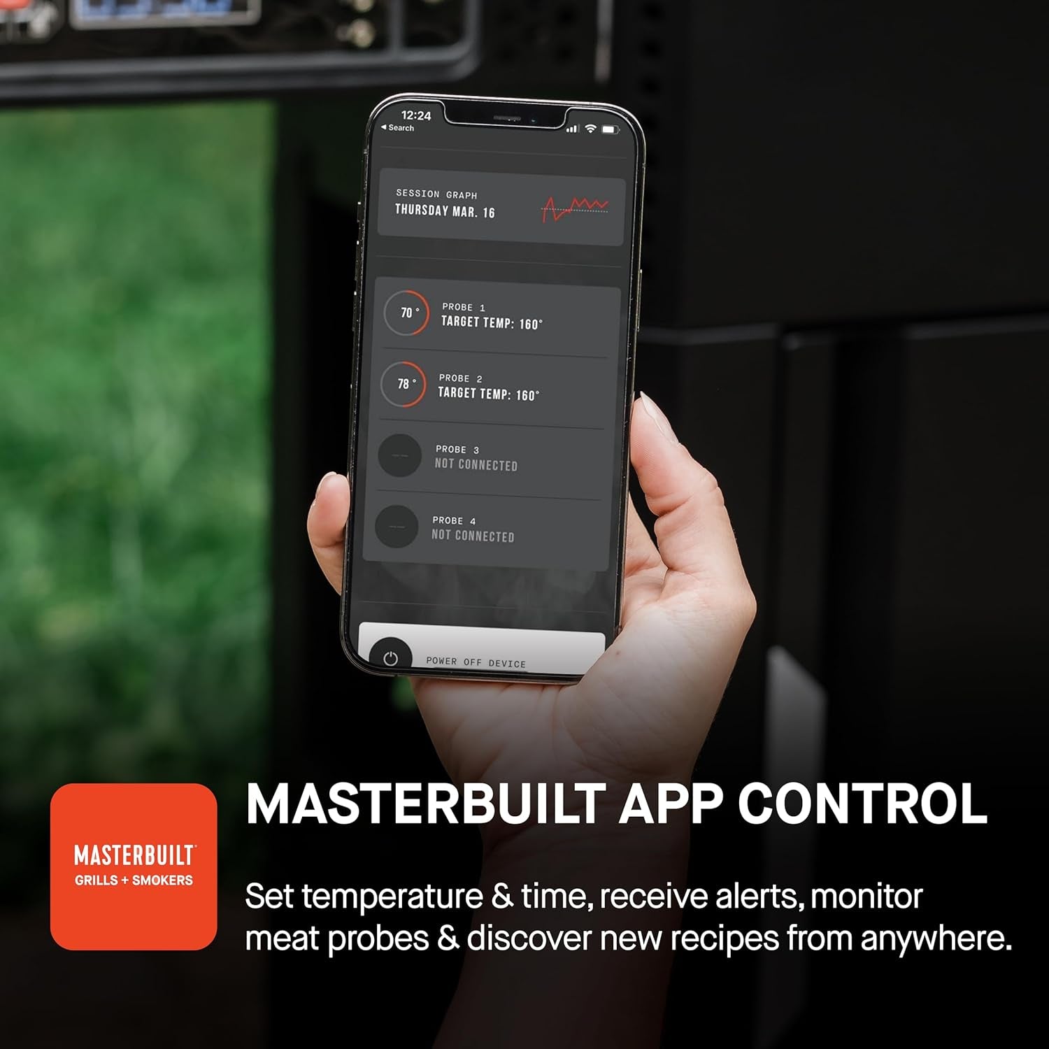 Digital Charcoal Grill And Smoker Black App Control