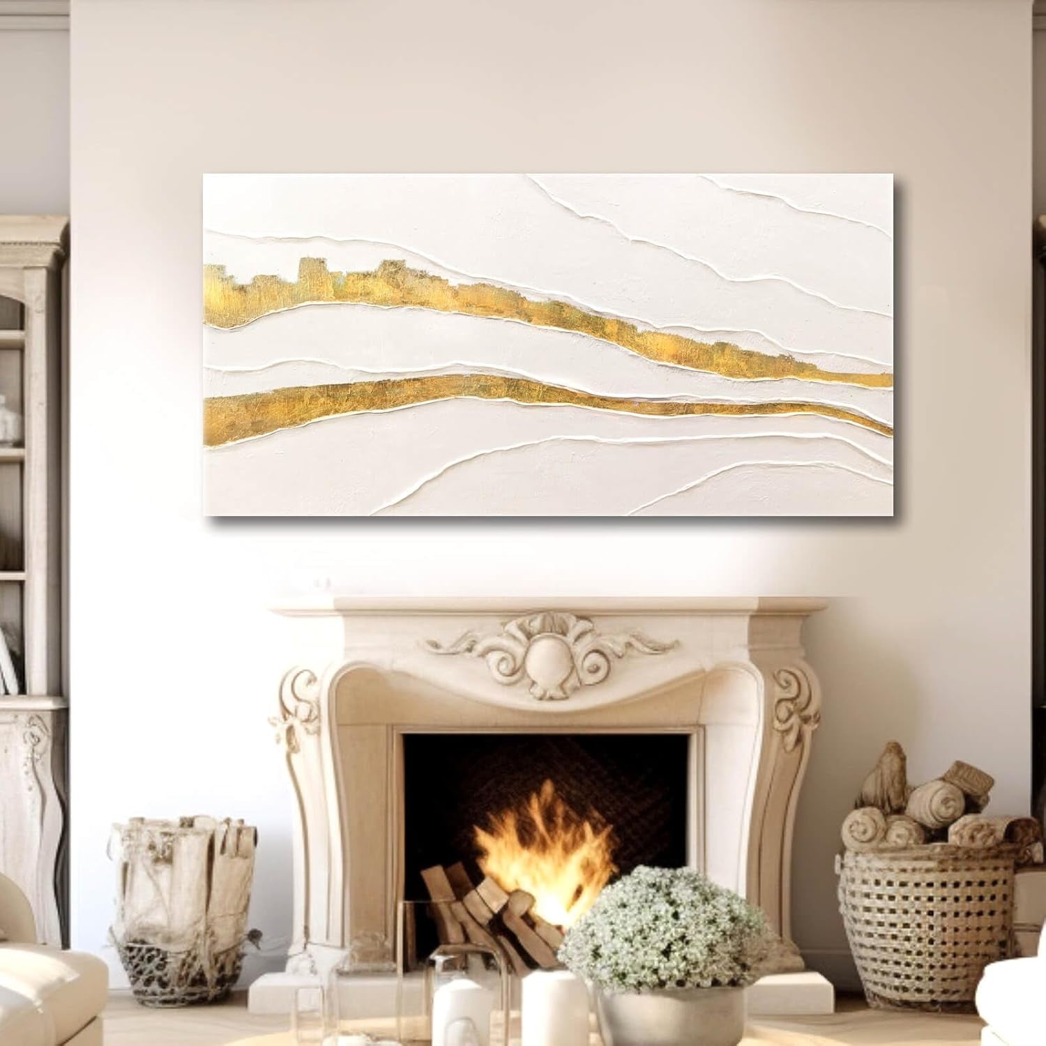 Goldfoil Canvas Wall Art Luxuriously Elegant 29x58 Inches-4