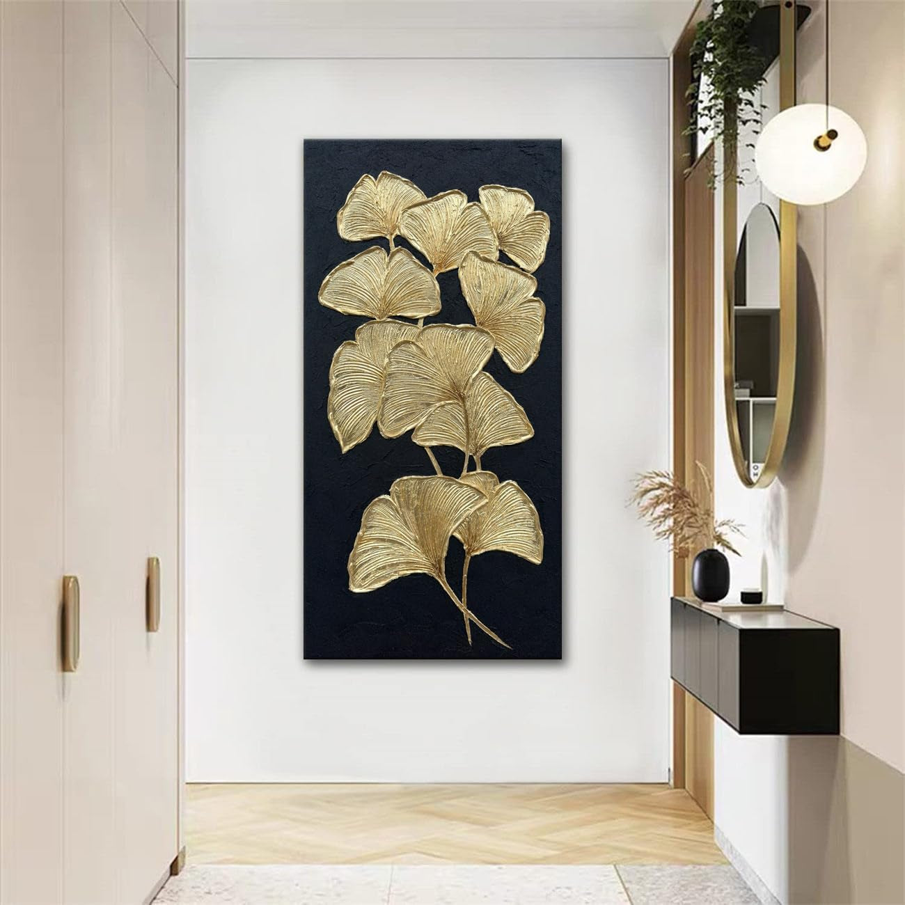 Elegant Gold Ginkgo 60x120 Centimeter Canvas Wall Art-2