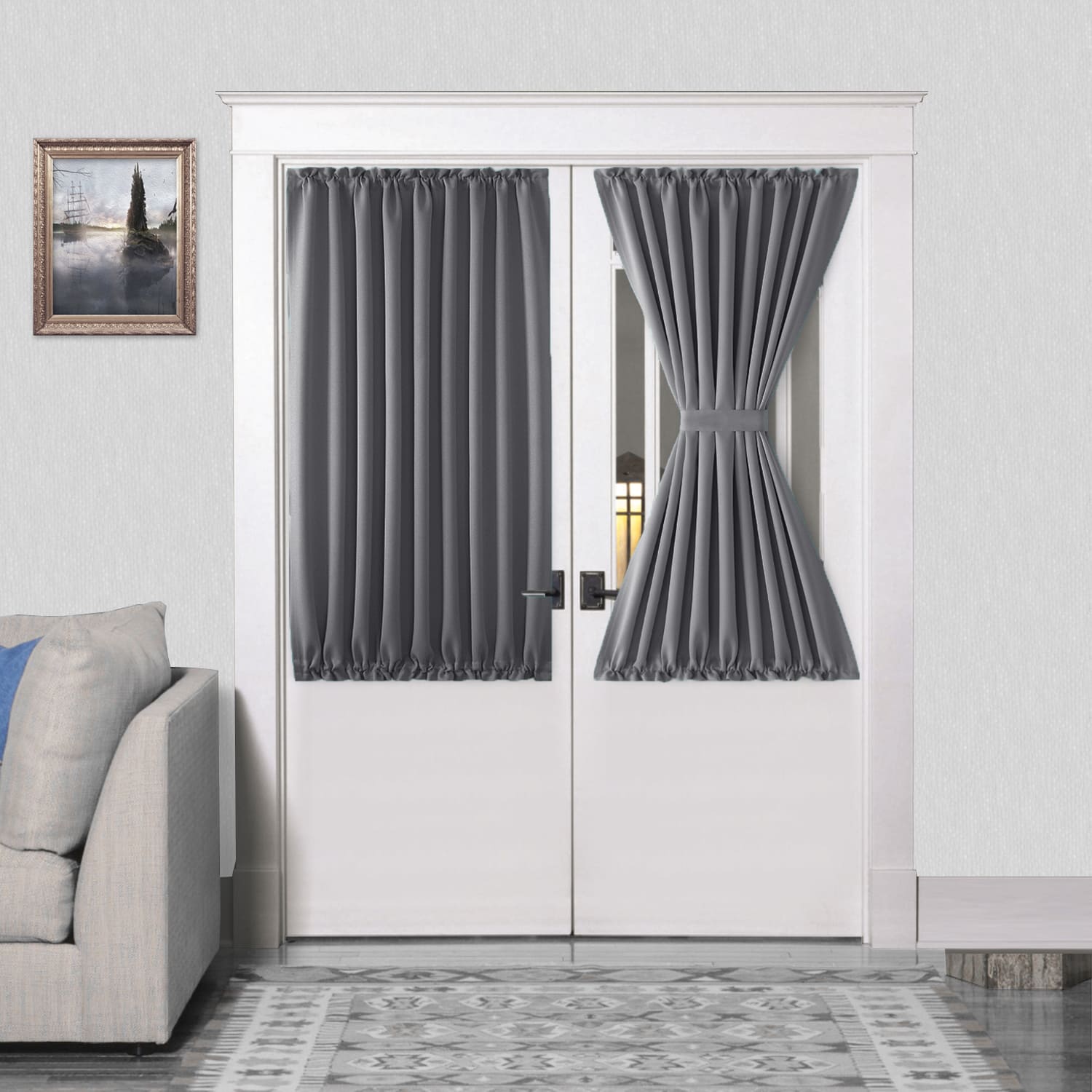 DWCN French Blackout Door Curtains, 1 Curtain Panel with Tieback-13