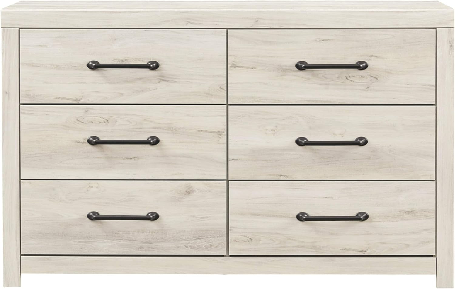 Cambeck Farmhouse Industrial 6 Drawer Dresser, Whitewash-4