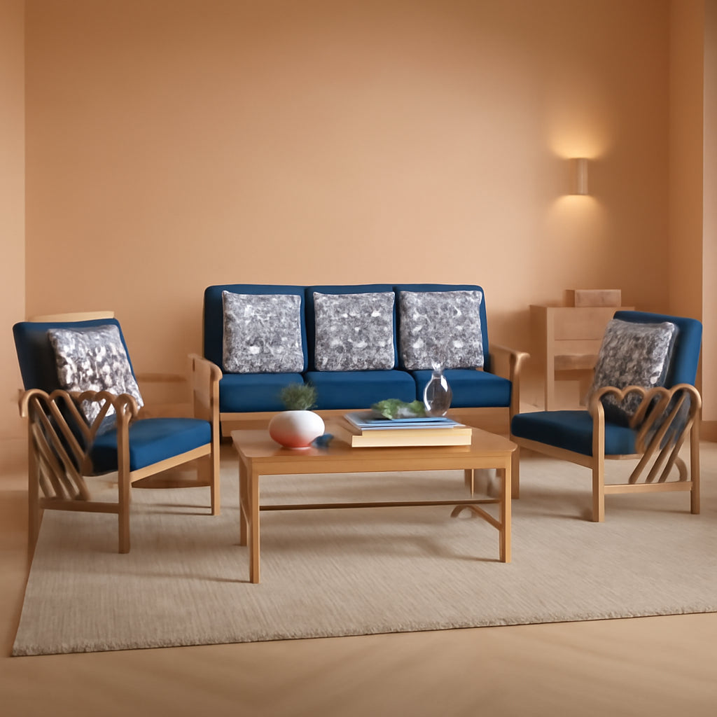 Fontana 4 Piece Patio Set Navy Cushions Geometric Pattern-0