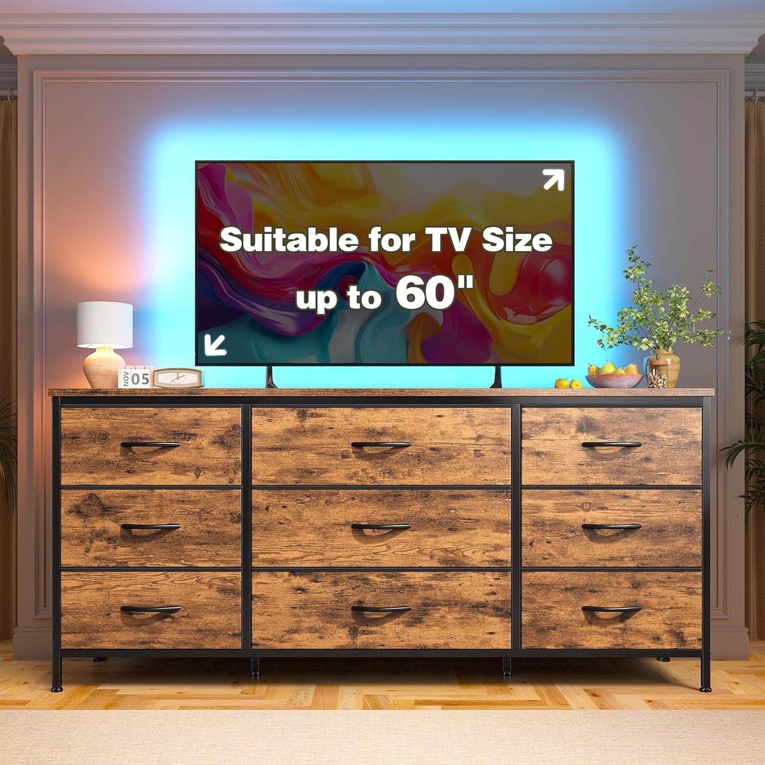 9 Drawer Dresser TV Stand for 60 Inch TV-2