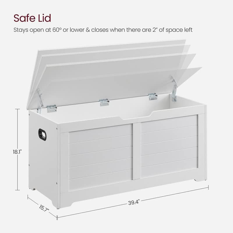Cloud White LargeCapacity Storage Bench Hinges Chest-2