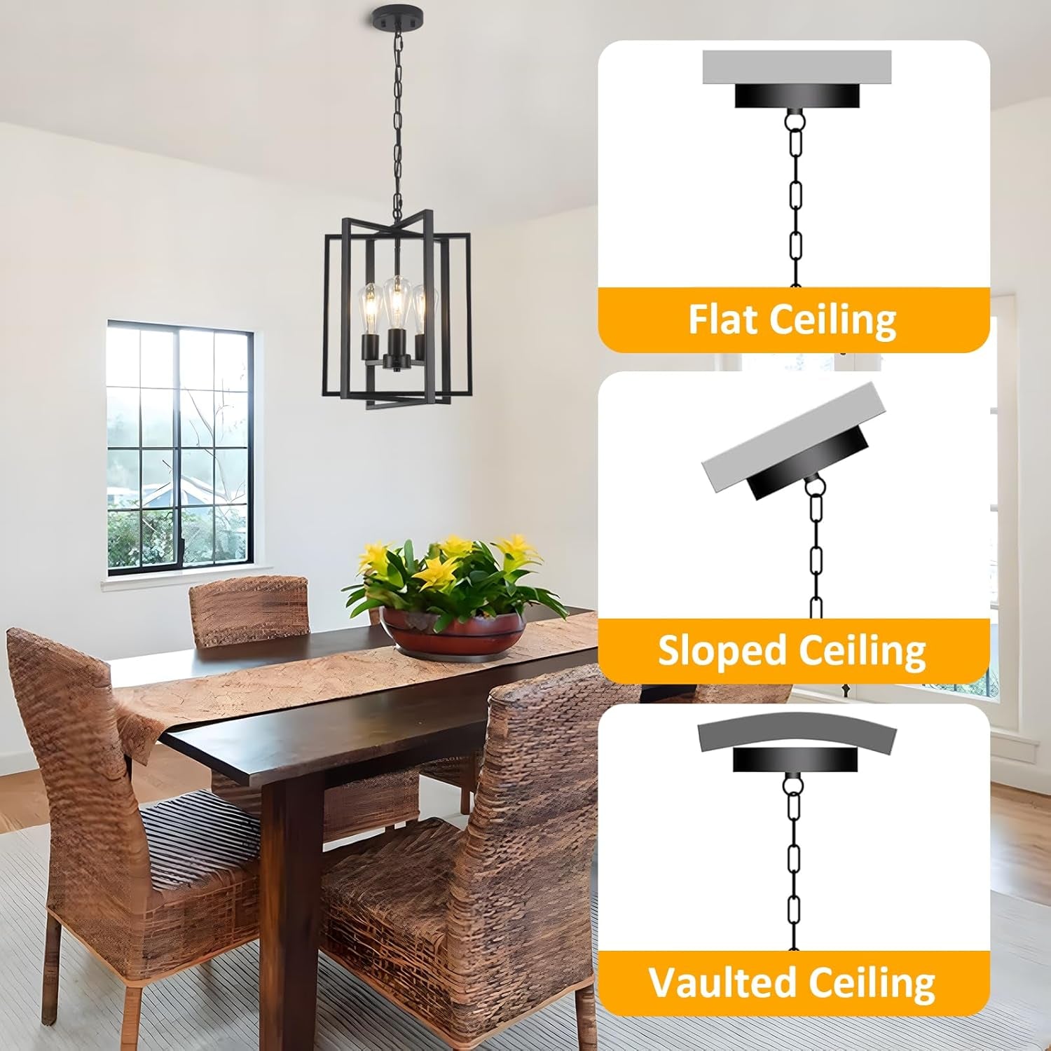 Black Farmhouse 3 Light Chandelier Pendant Kitchen-4