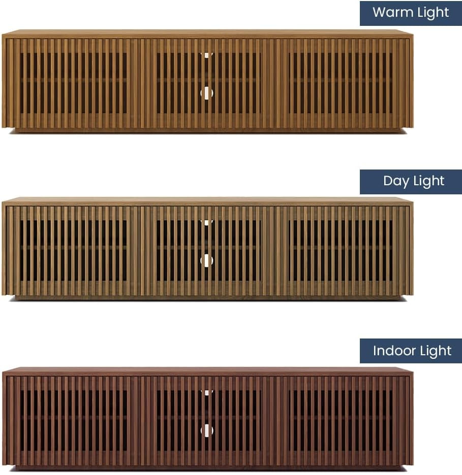 Mid Century Modern TV Stand, Solid Wood Media Console for 65 Inch TV, Full Assembled Farmhouse Entertainment Center with Storage for Living Room, Low Cabinet with Removable Shelves-1