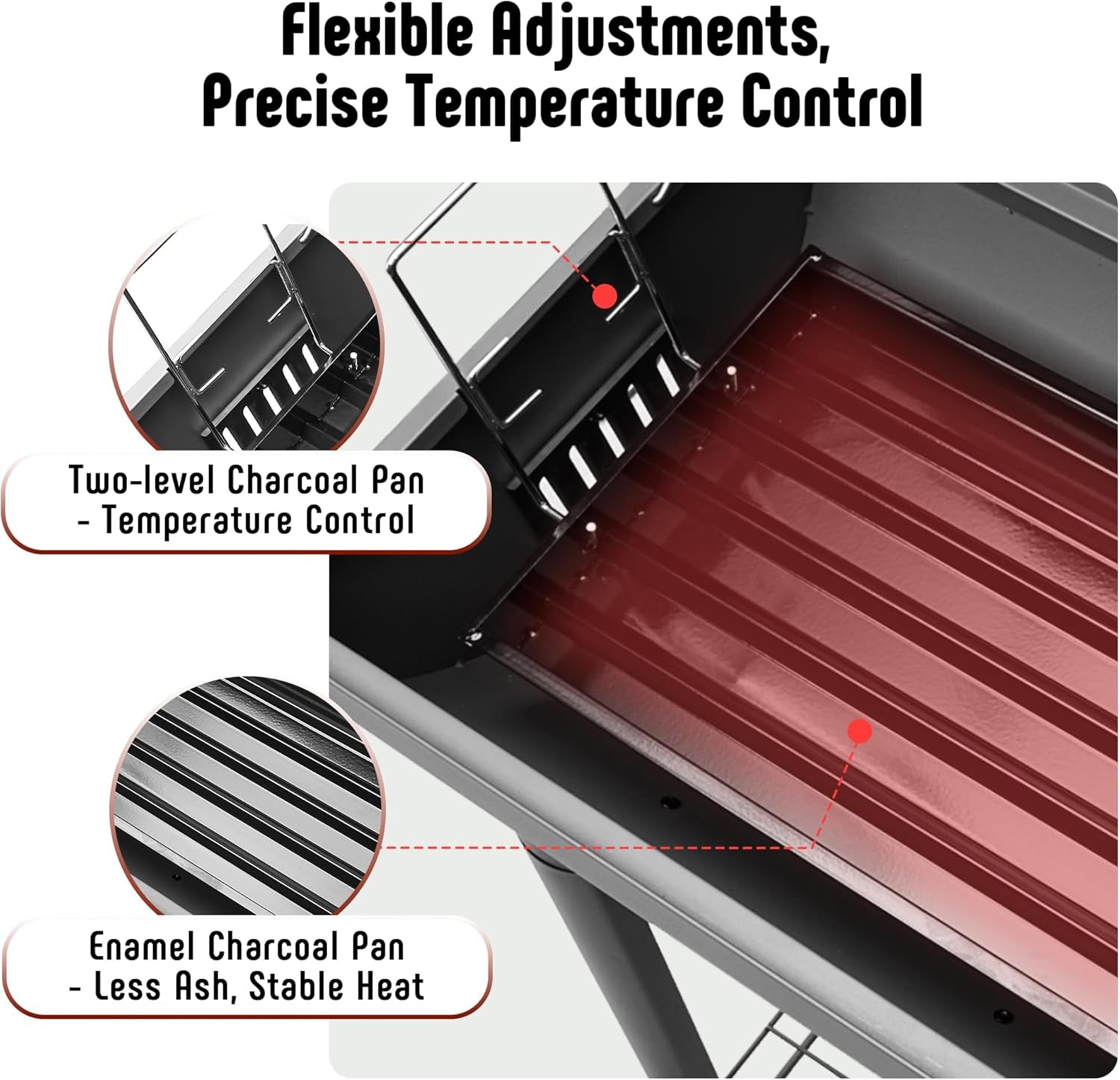 Outdoor Charcoal Grill With 30 Inch Cooking Surface Black