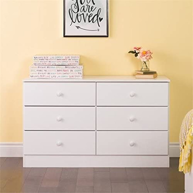 White Six Drawer Double Dresser For Bedroom Storage-0