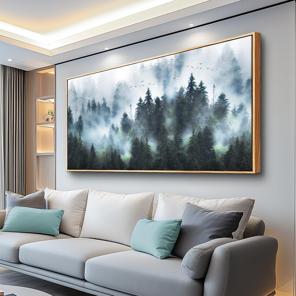 Artisan Framed Forest Fog Canvas ExtraLarge Wall Art 24x48-0