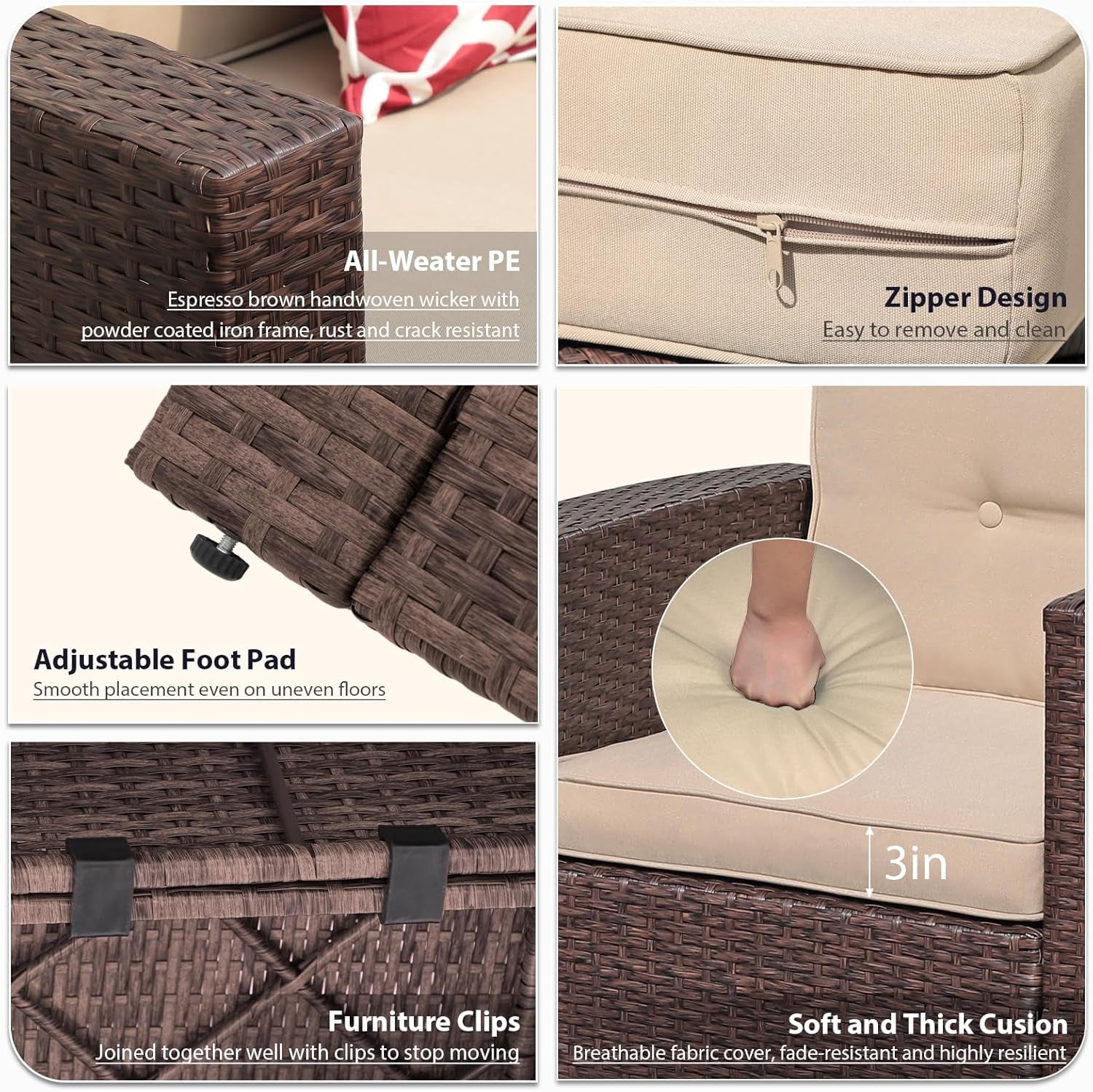 Outdoor Rattan Furniture Set with 45 Inch Fire Pit-3