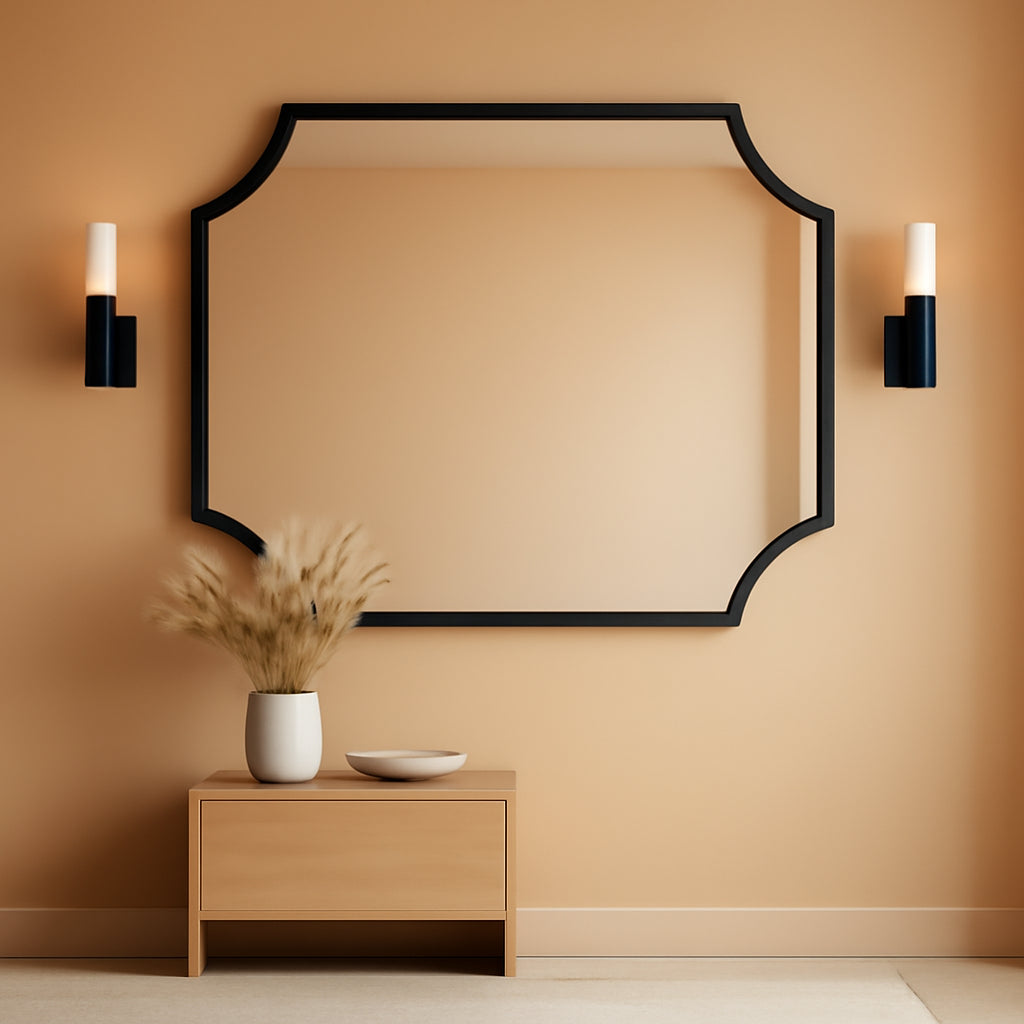 Black Scalloped Wall Mirror 30x40Inch Aluminium Frame-0
