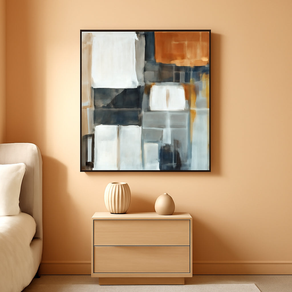 Contemporary Framed Wall Art 48x72 Inches Matte Black-0