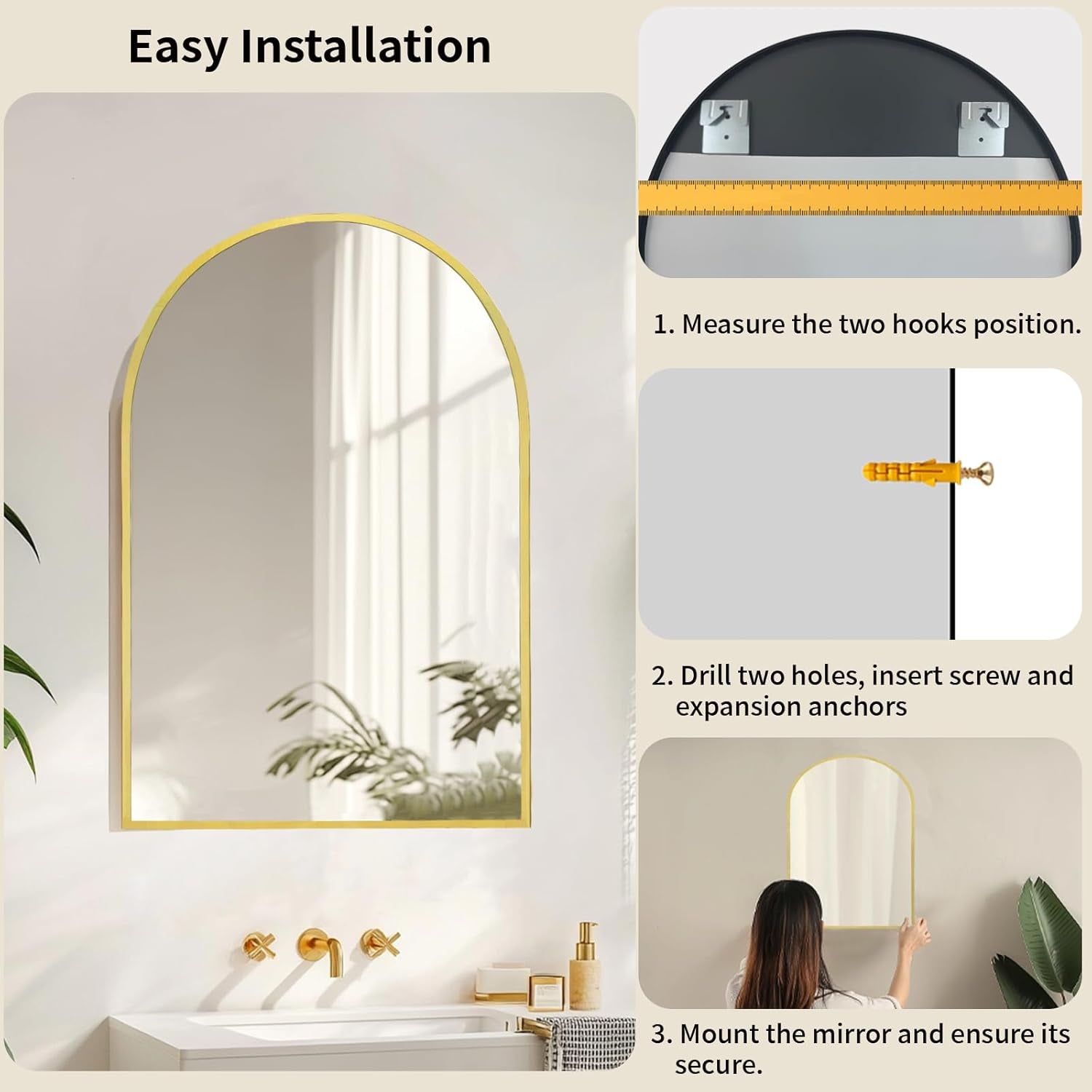 Arched 24x36 Inch Explosion proof Wall Mounted Mirror-4