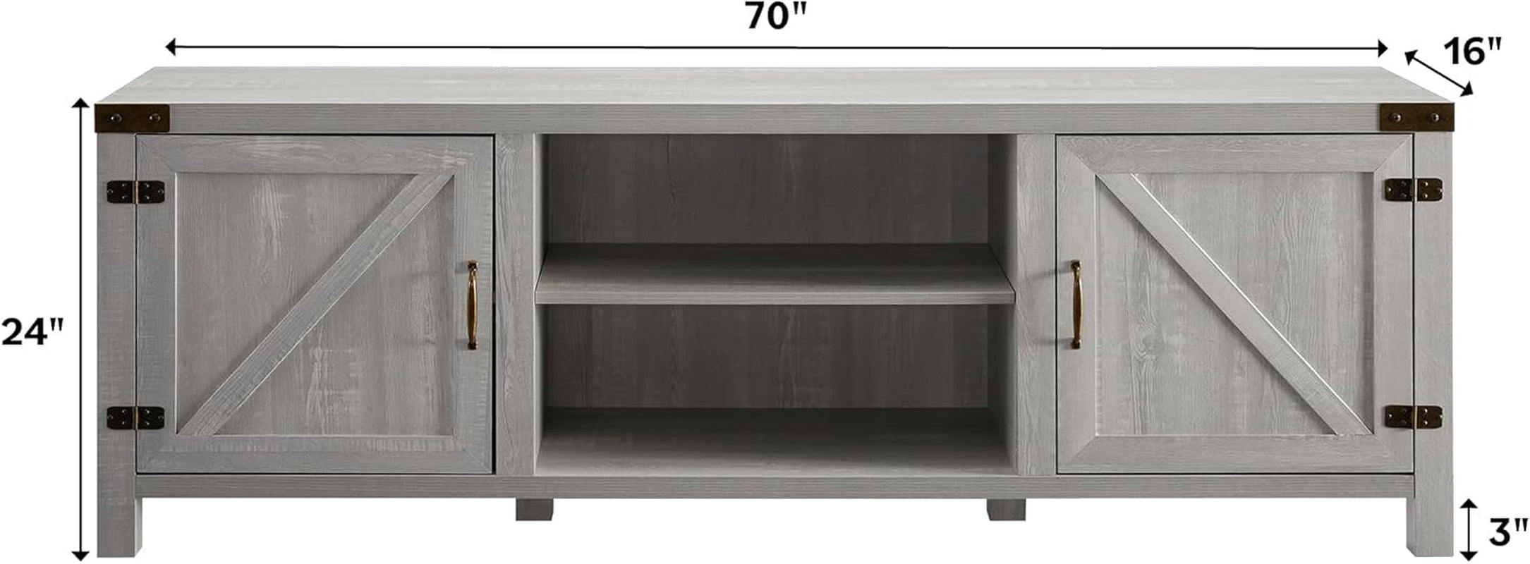 Georgetown Modern Farmhouse Double Barn Door TV Stand for Tvs up to 80 Inches, 70 Inch, Stone Grey-2