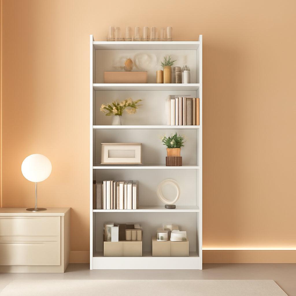 Tall White ContemporaryWood 6 Tier Bookcase 72Inches-0