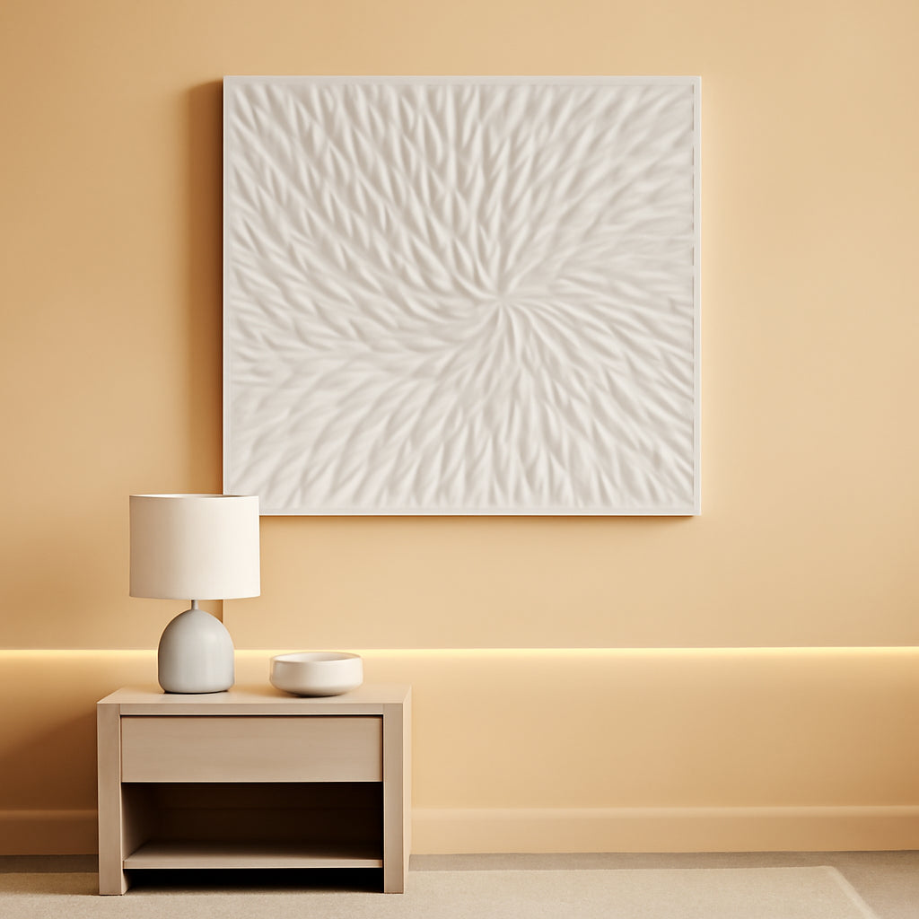 Intricately Textured White FloralImpression Canvas Wall Art-0