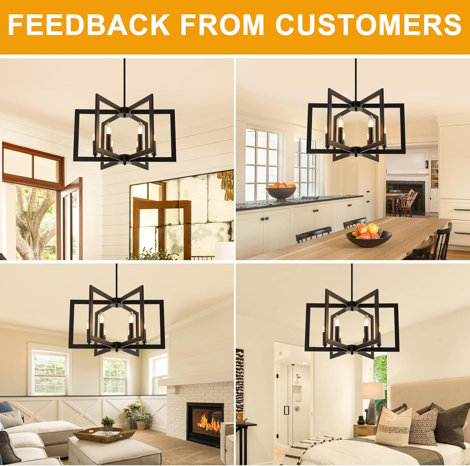 Black 21 Inches Industrial Farmhouse Geometric Chandelier-2