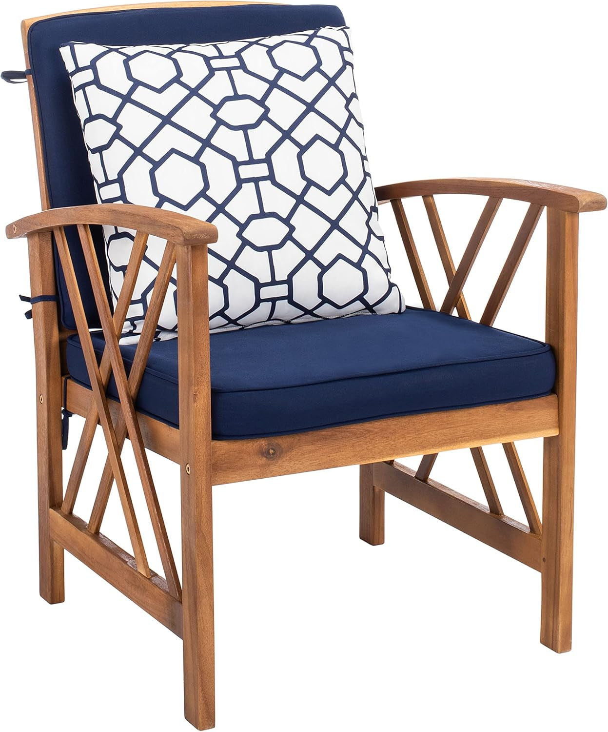 Fontana 4 Piece Patio Set Navy Cushions Geometric Pattern-4
