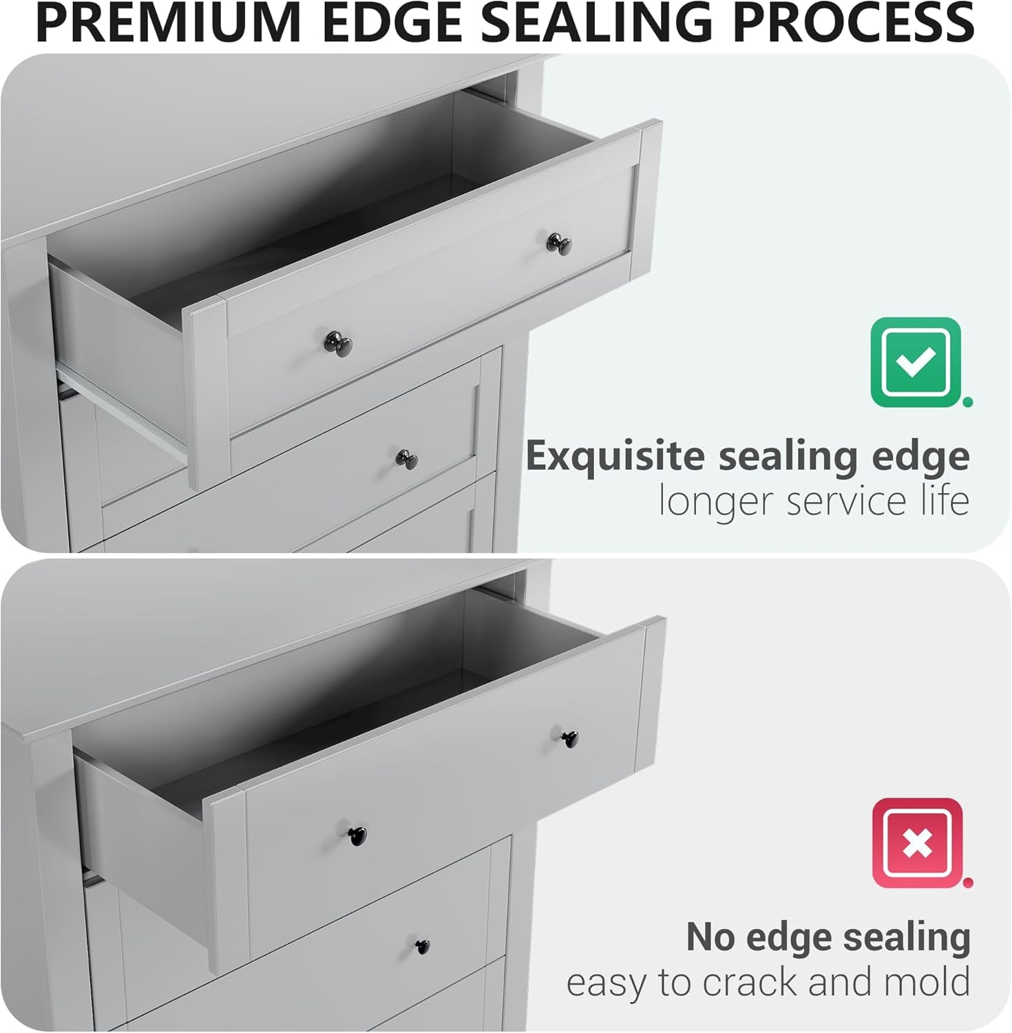 Grey Premium Contemporary Dresser With Organizers Storage-3