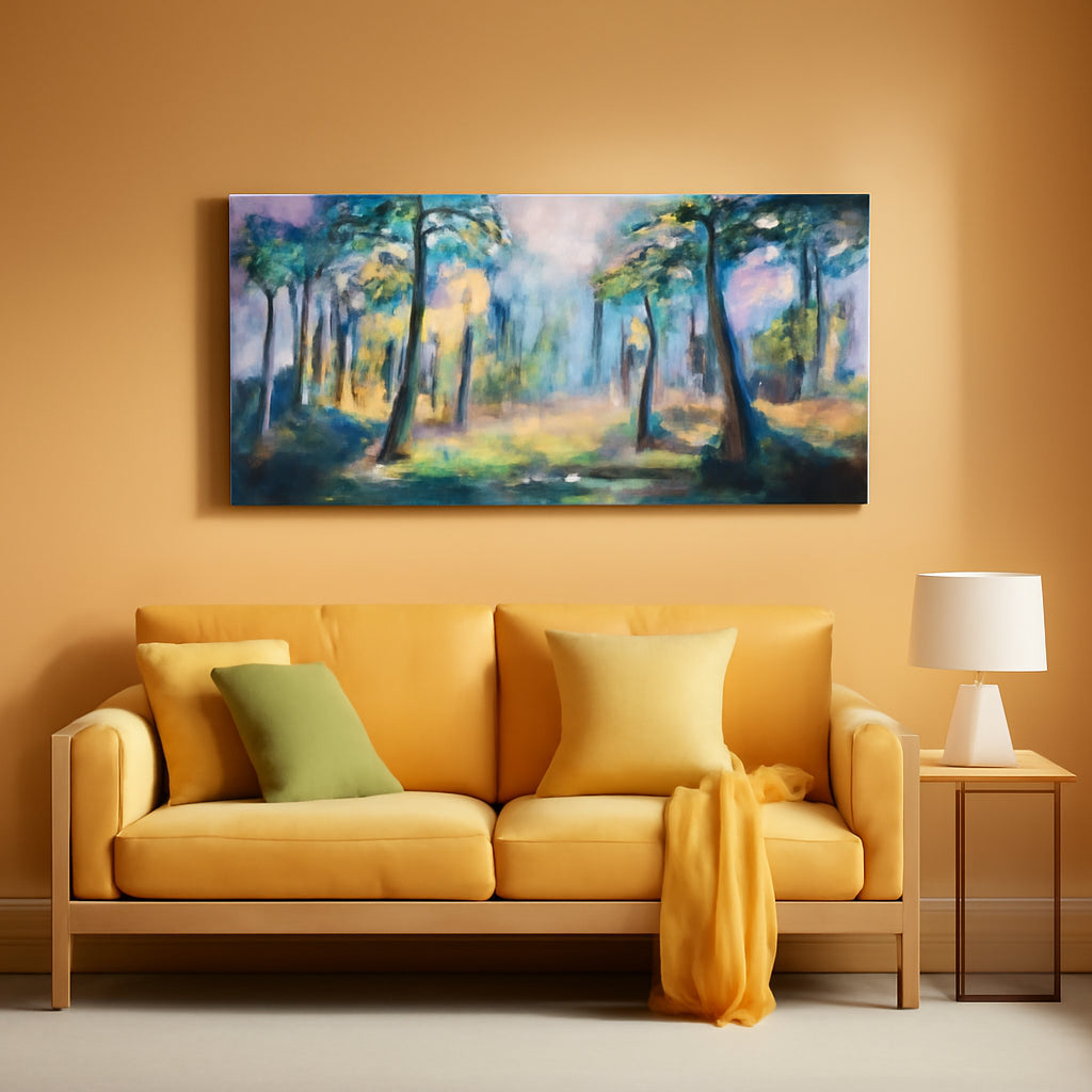 Forest Landscape Wall Art 48x24 Inches Canvas Painting-0