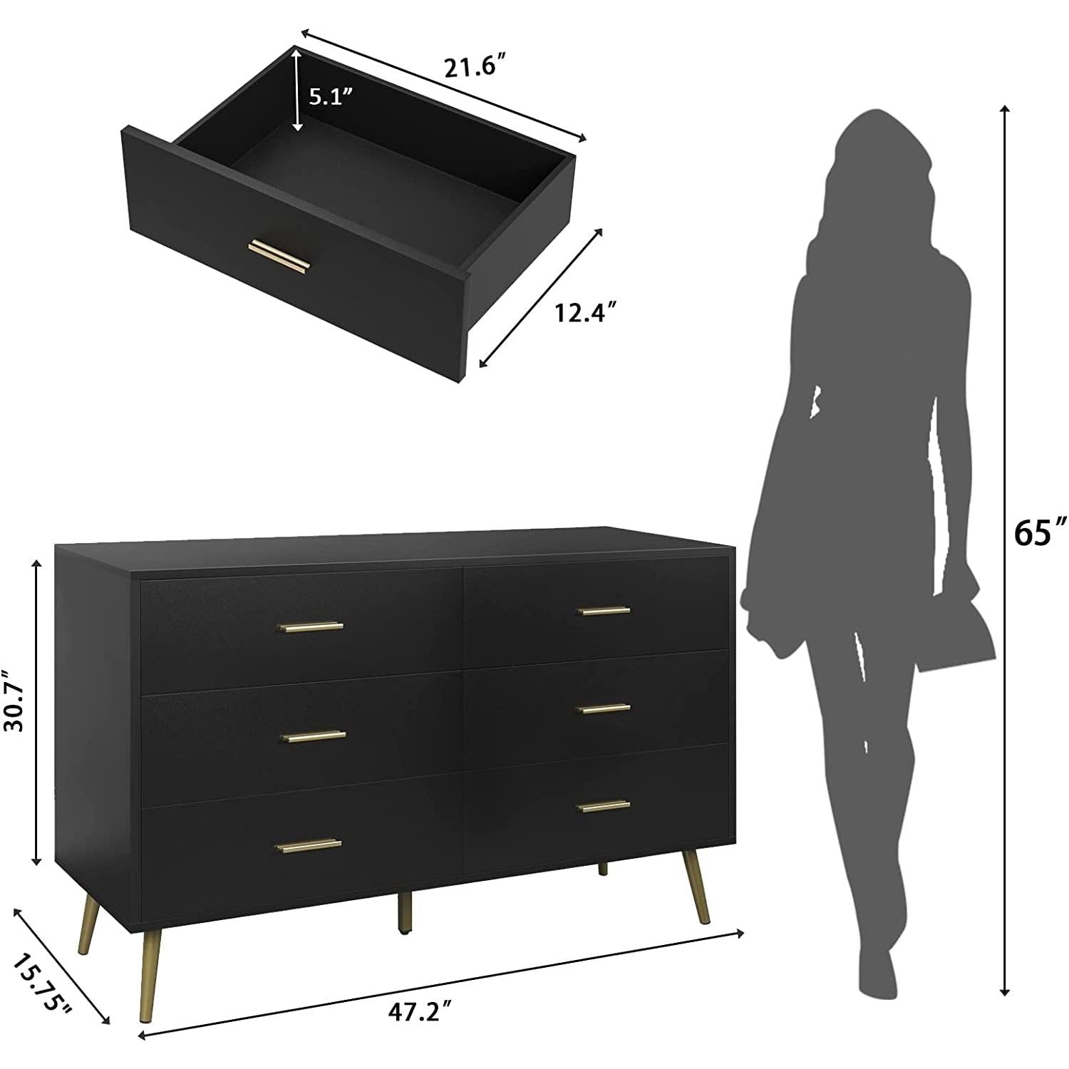 Modern Wood Dresser with Wide Drawers-1