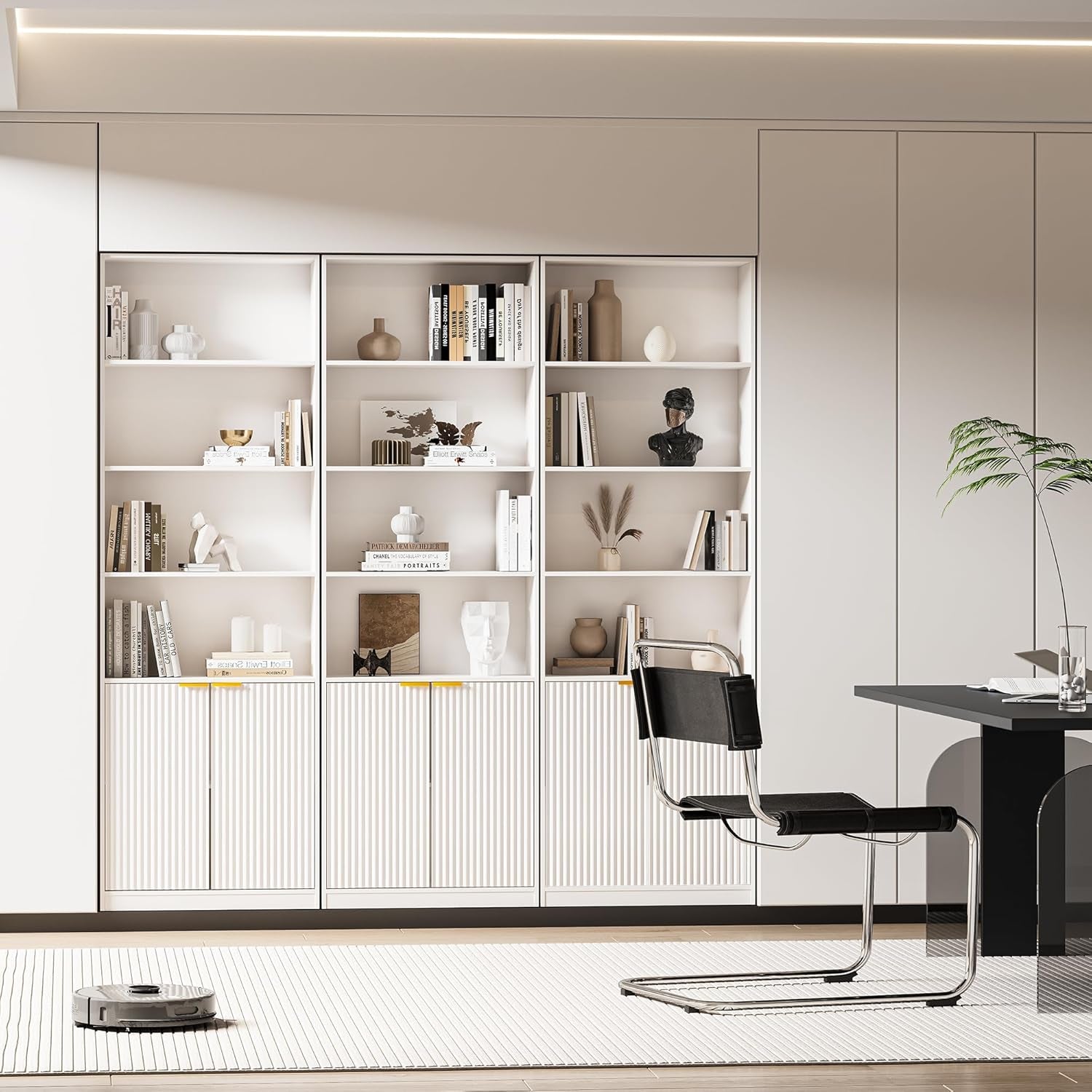 72 Inch Tall Bookcase With Doors 7 Tier Storage Cabinet-3