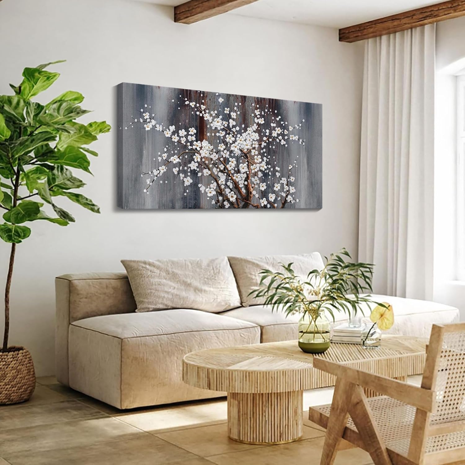 Premium Oversized Canvas Wall Art 20x40 Inches White-1