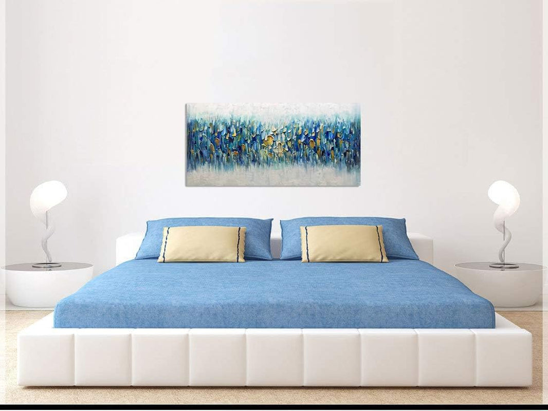 Canvas Wall Art 30x60 Inches Abstract Teal Blue Gradient Palette-4