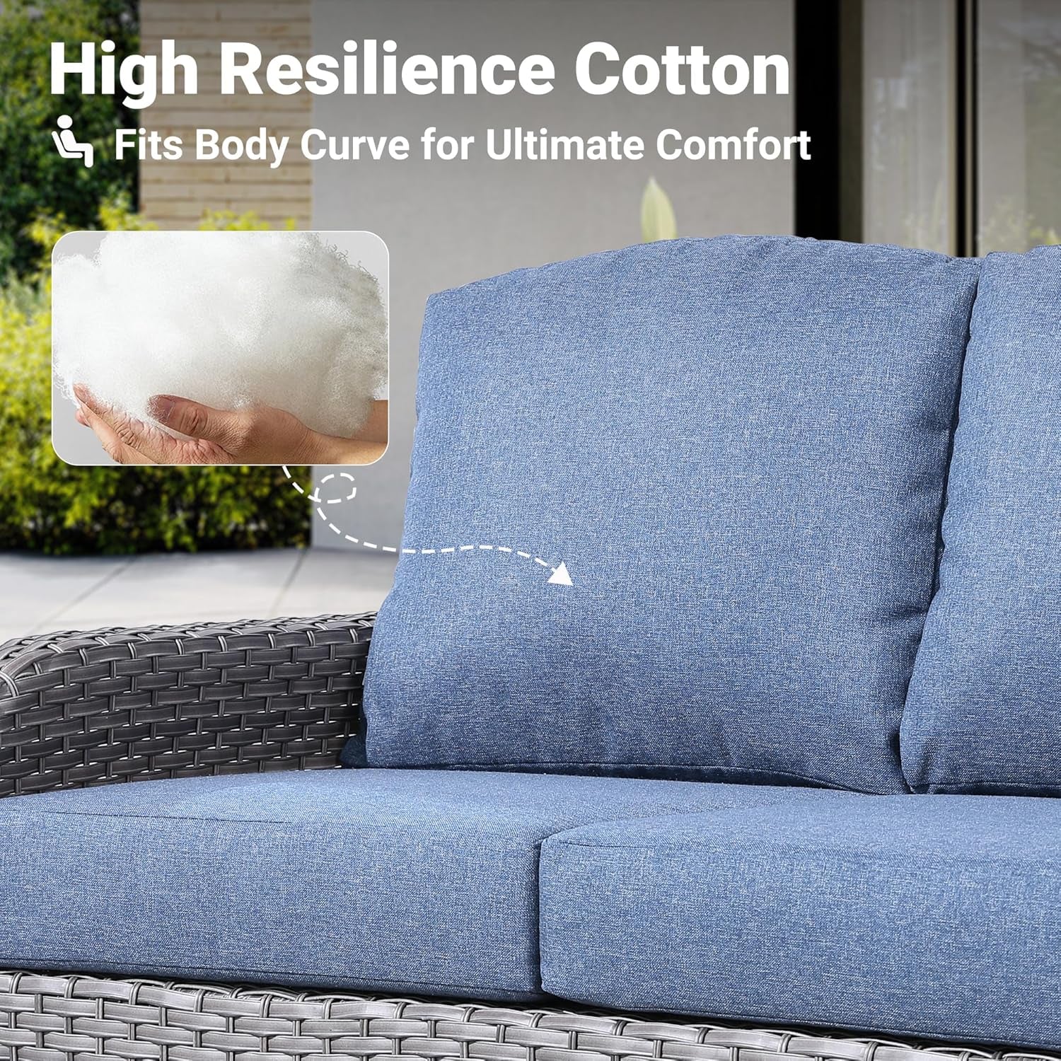 Denim Blue 4 Piece Outdoor Patio Furniture Set Cushions-4