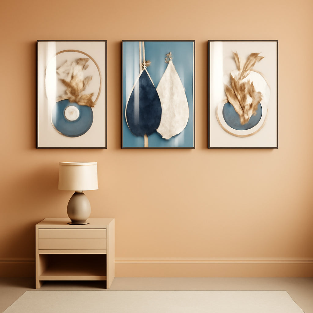 Cerulean Abstract Large Wall Art Series Collection-0