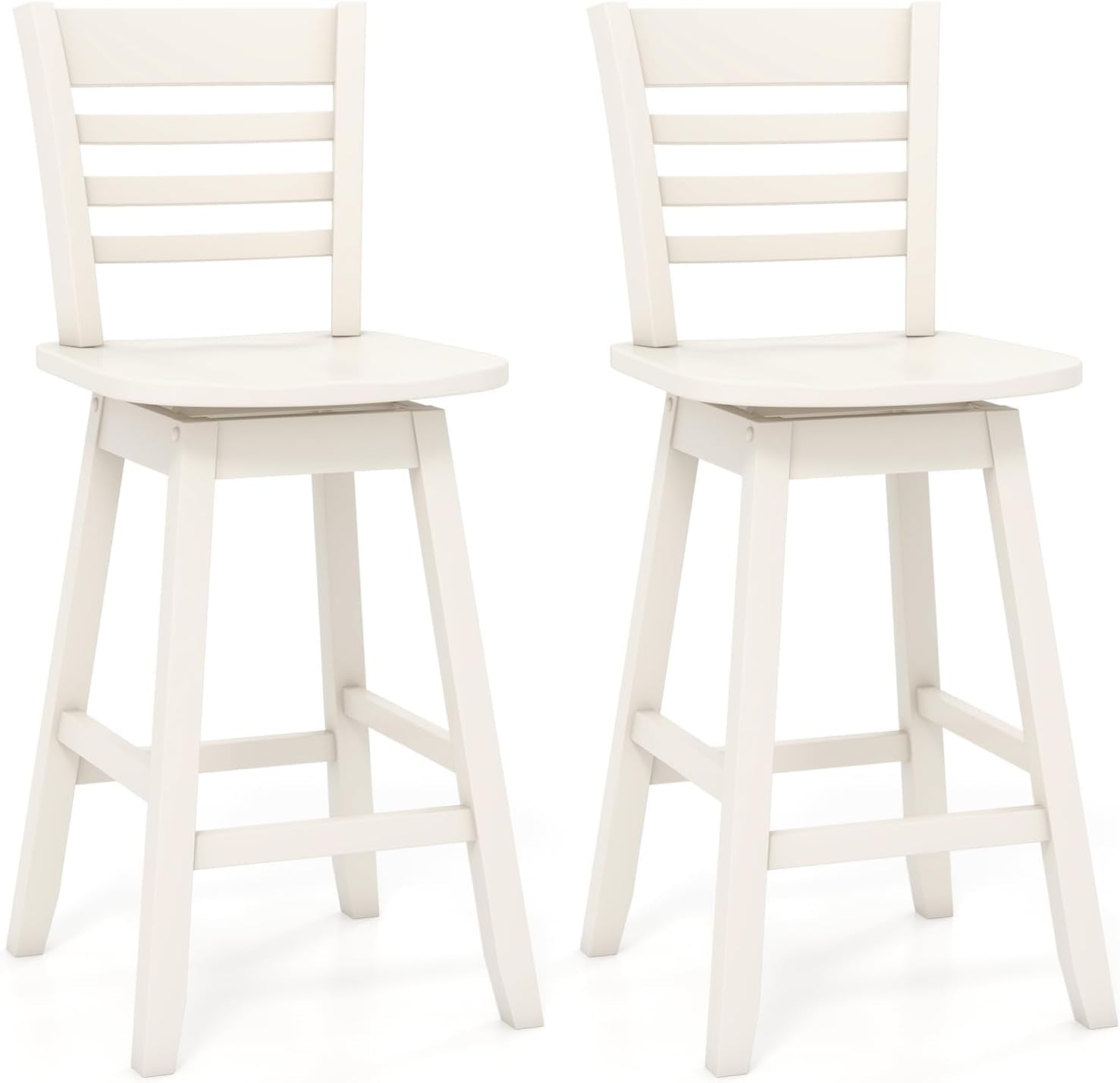 Swivel Wood Bar Stools Set with Ergonomic Design-0