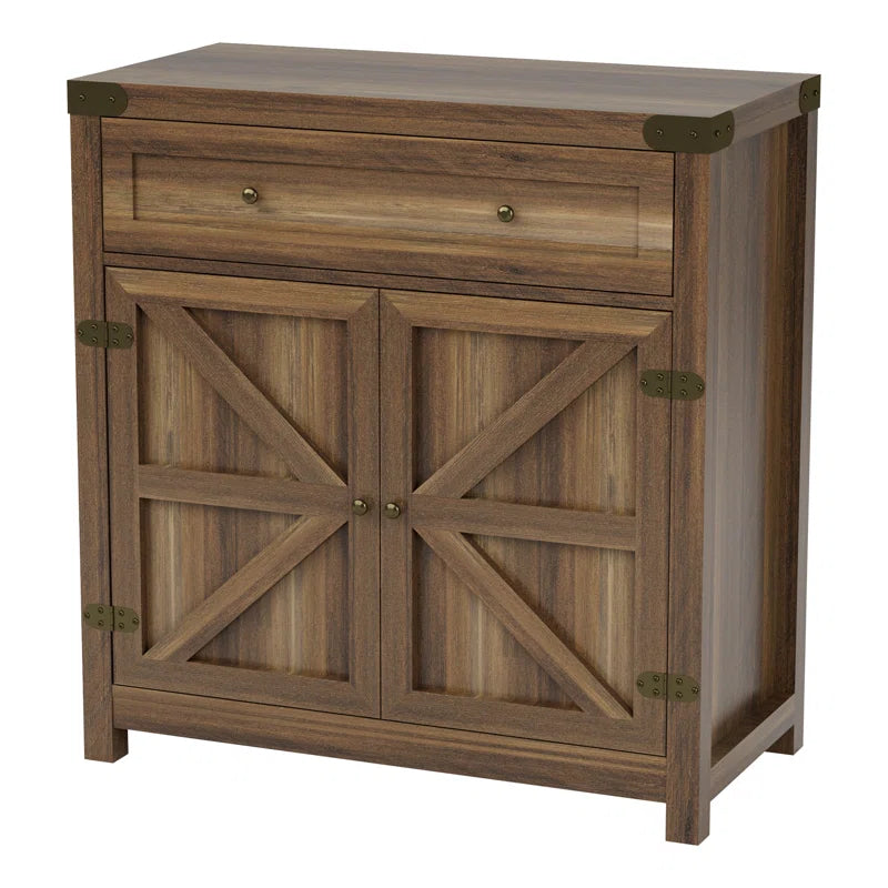 Tall Rustic Two Door Farmhouse Style Cabinet Drawer-0