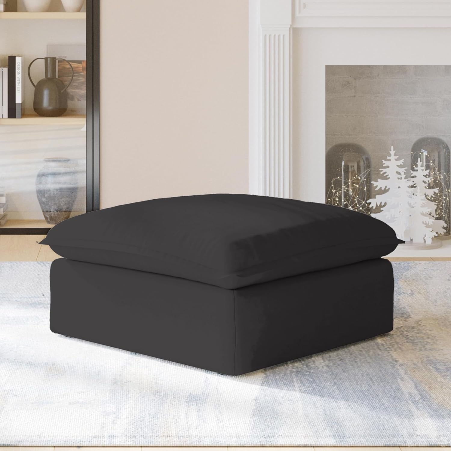 Black Storage Ottoman With Removable Cushion Covers-3