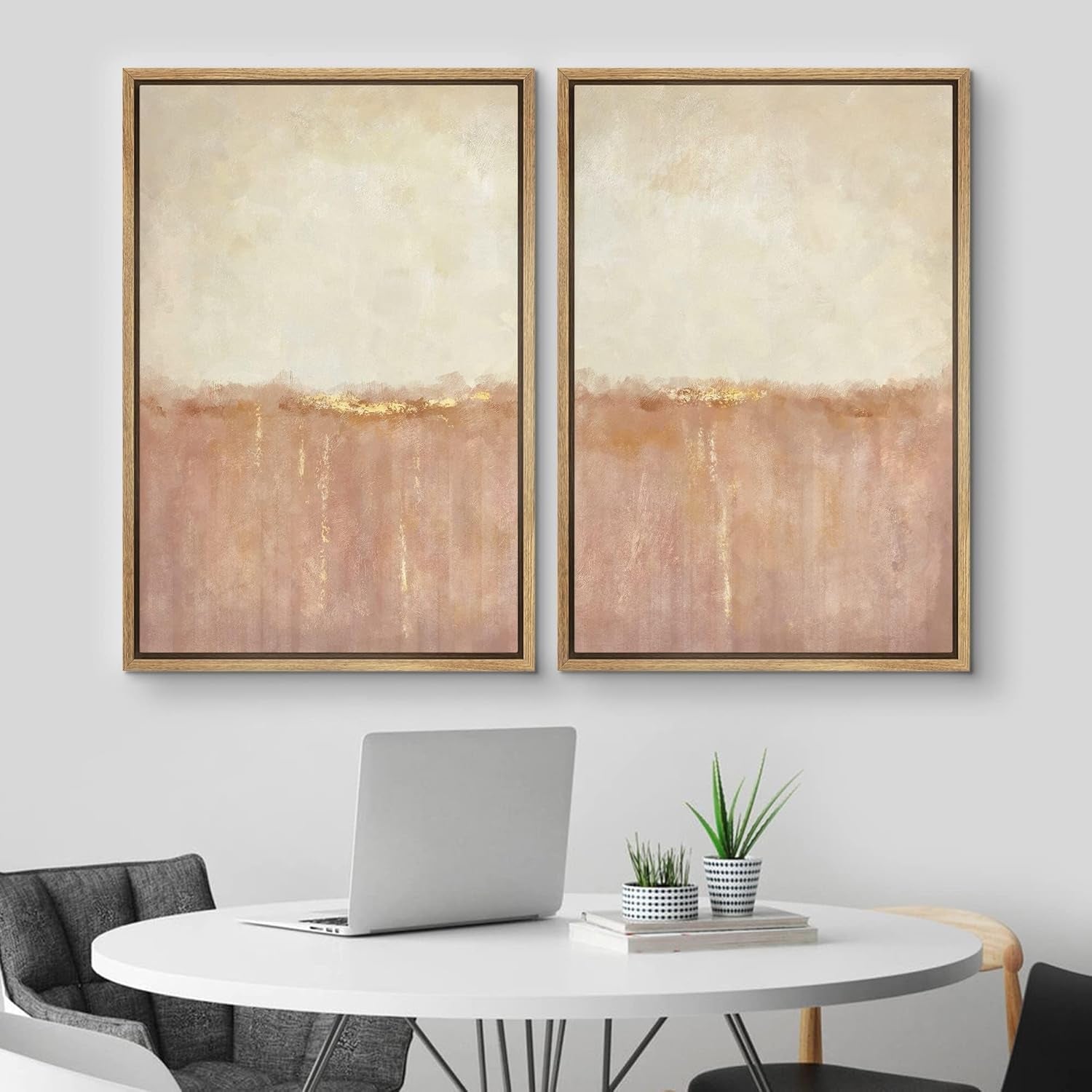 Framed Canvas Wall Art 24x36 Pastel Red Landscape Art-1