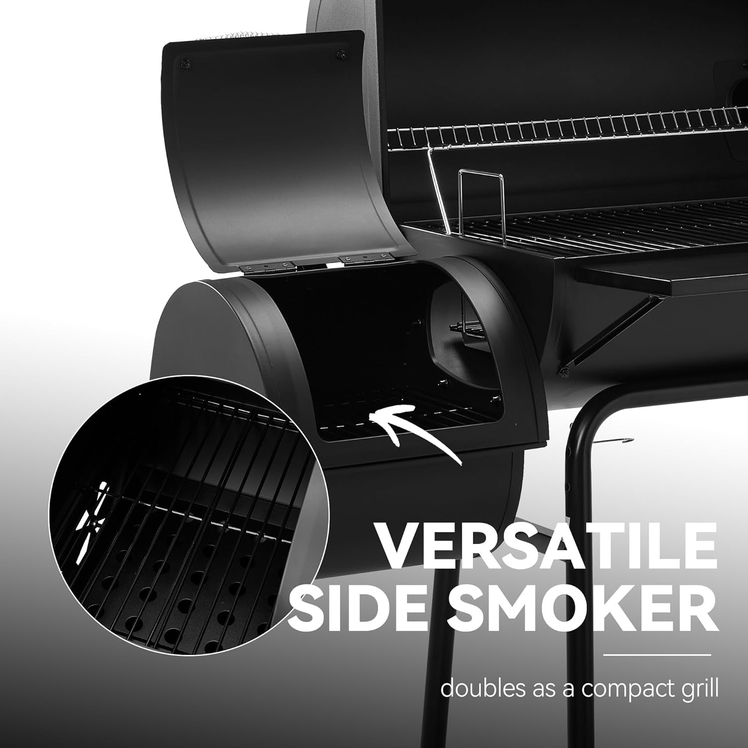 CC1830SC Charcoal Grill Offset Smoker 811 Sq In Black