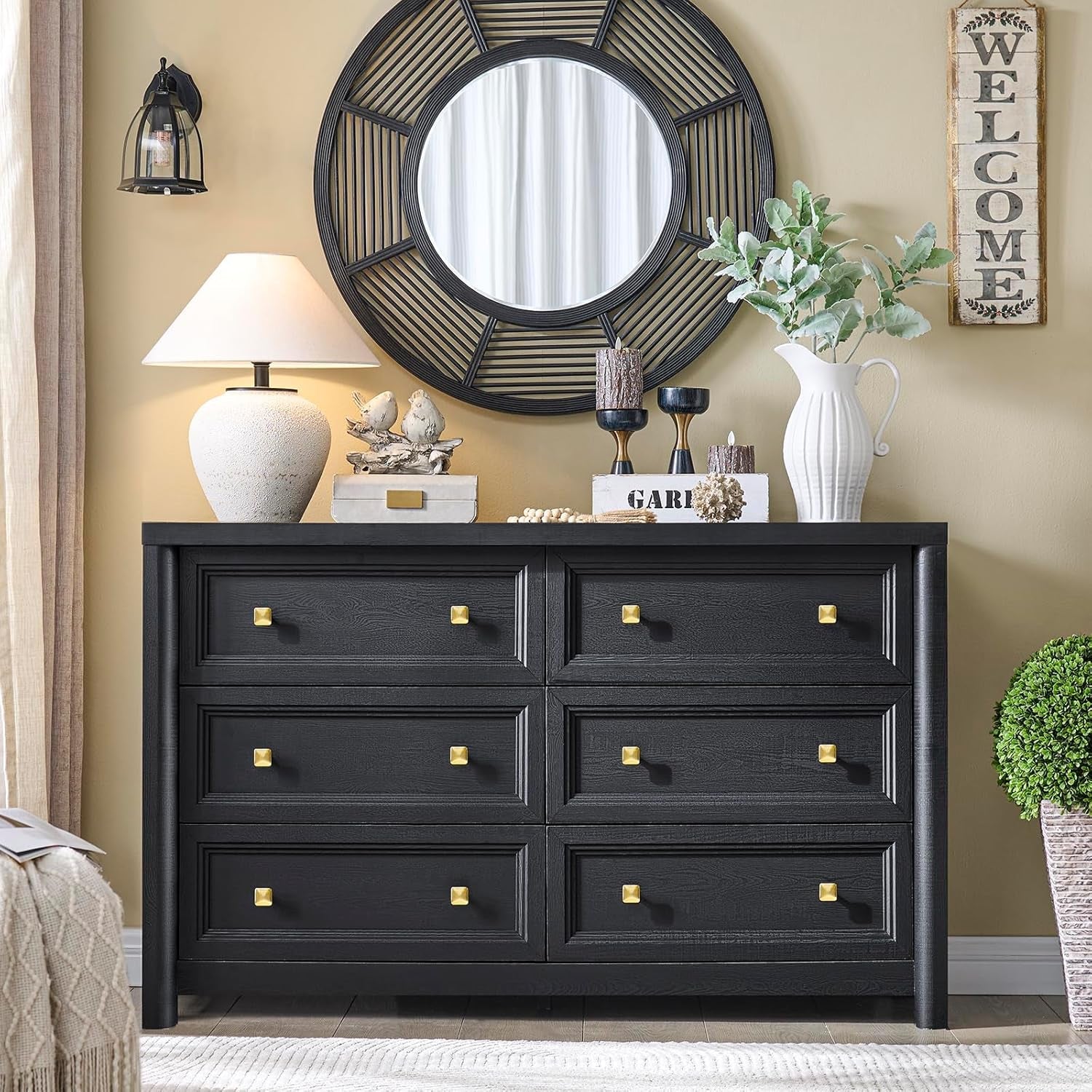 JetBlack SolidWood Farmhouse Dresser 52 Inch Drawer-4