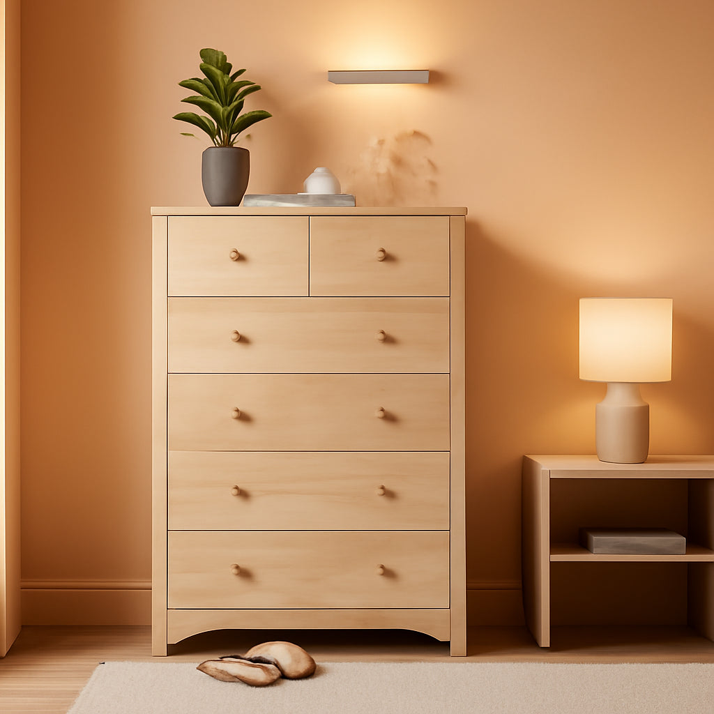 Unfinished Natural Solid Hardwood Six Drawer Dresser-0