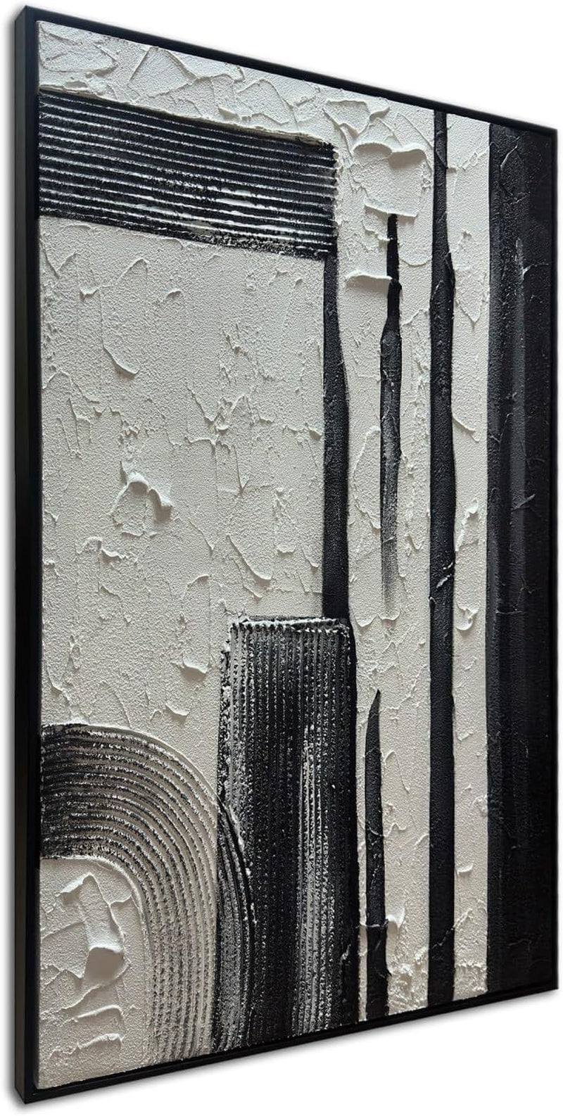 Hand crafted Black White Textured Oversized Wall Art-1