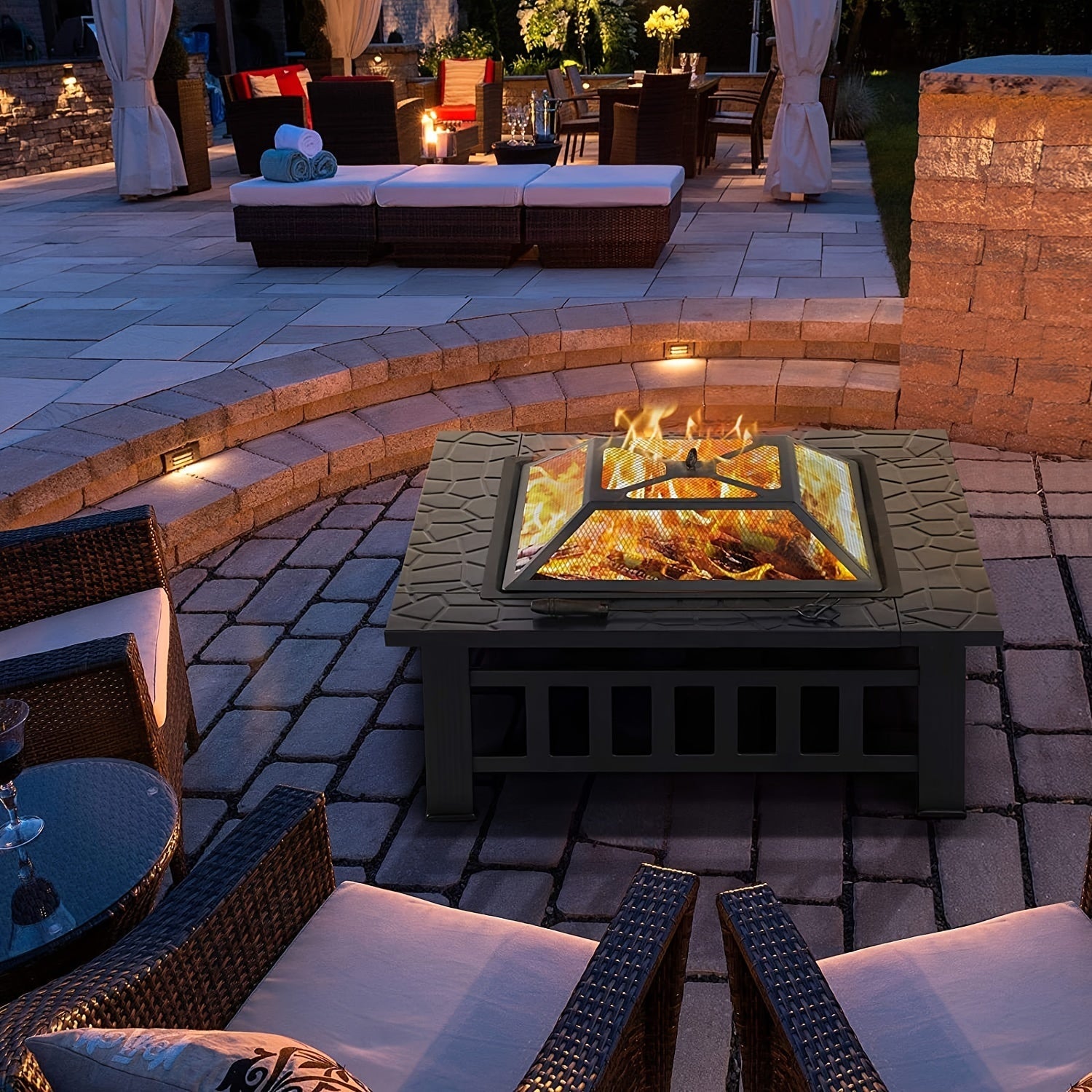Square Metal Wood Fire Pit Table-4