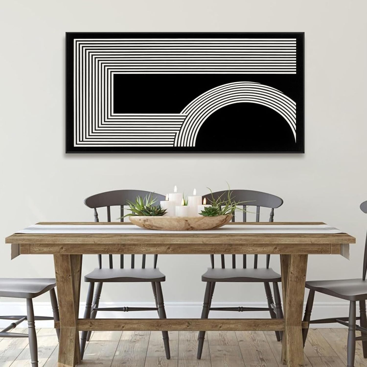 Monochrome Contemporary Canvas Wall Art 24x48 Inches-2