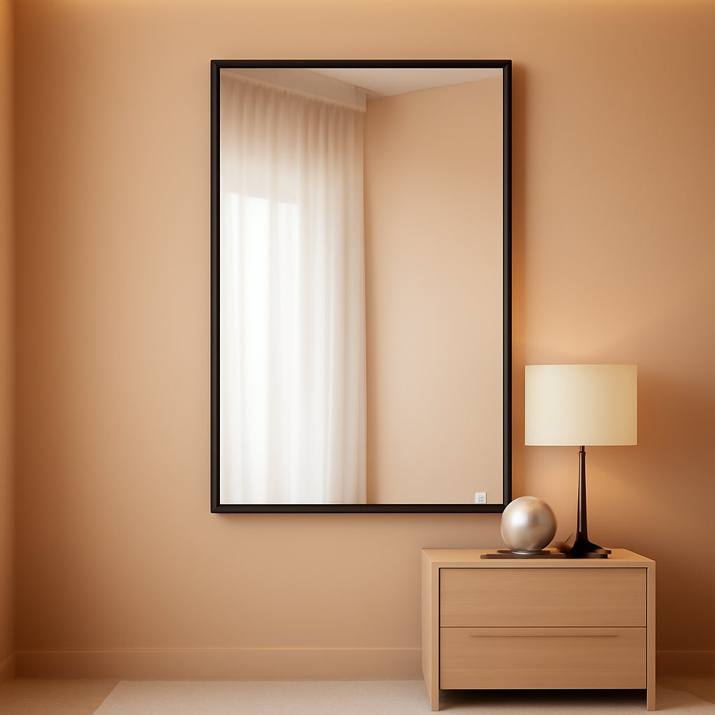 Rectangular Aluminum Frame Wall Mirror Black 20x28Inches-0