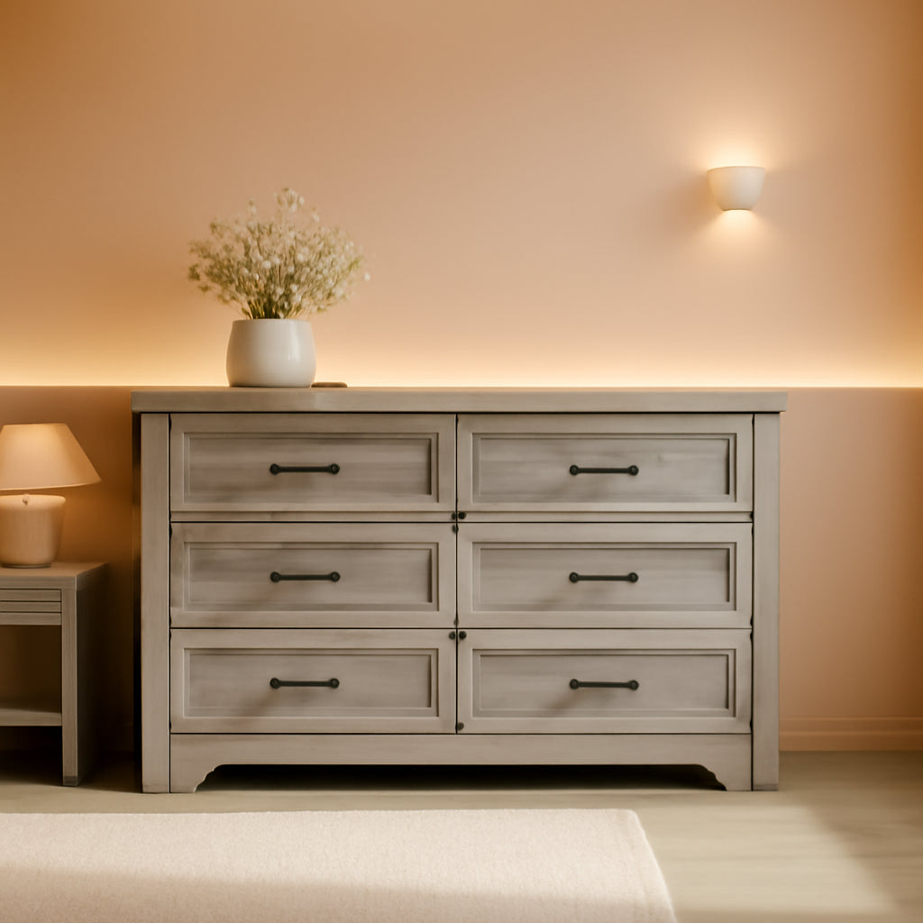 Seven Drawer Dresser Featuring Brushed Metal Handles-0