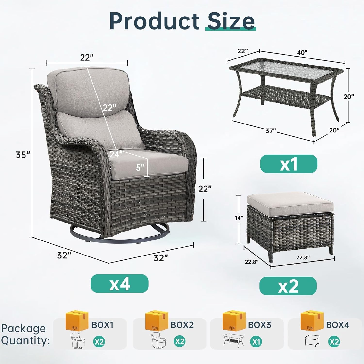 Swivel Rocker Patio Chairs Set with Cozy Coffee Table-1